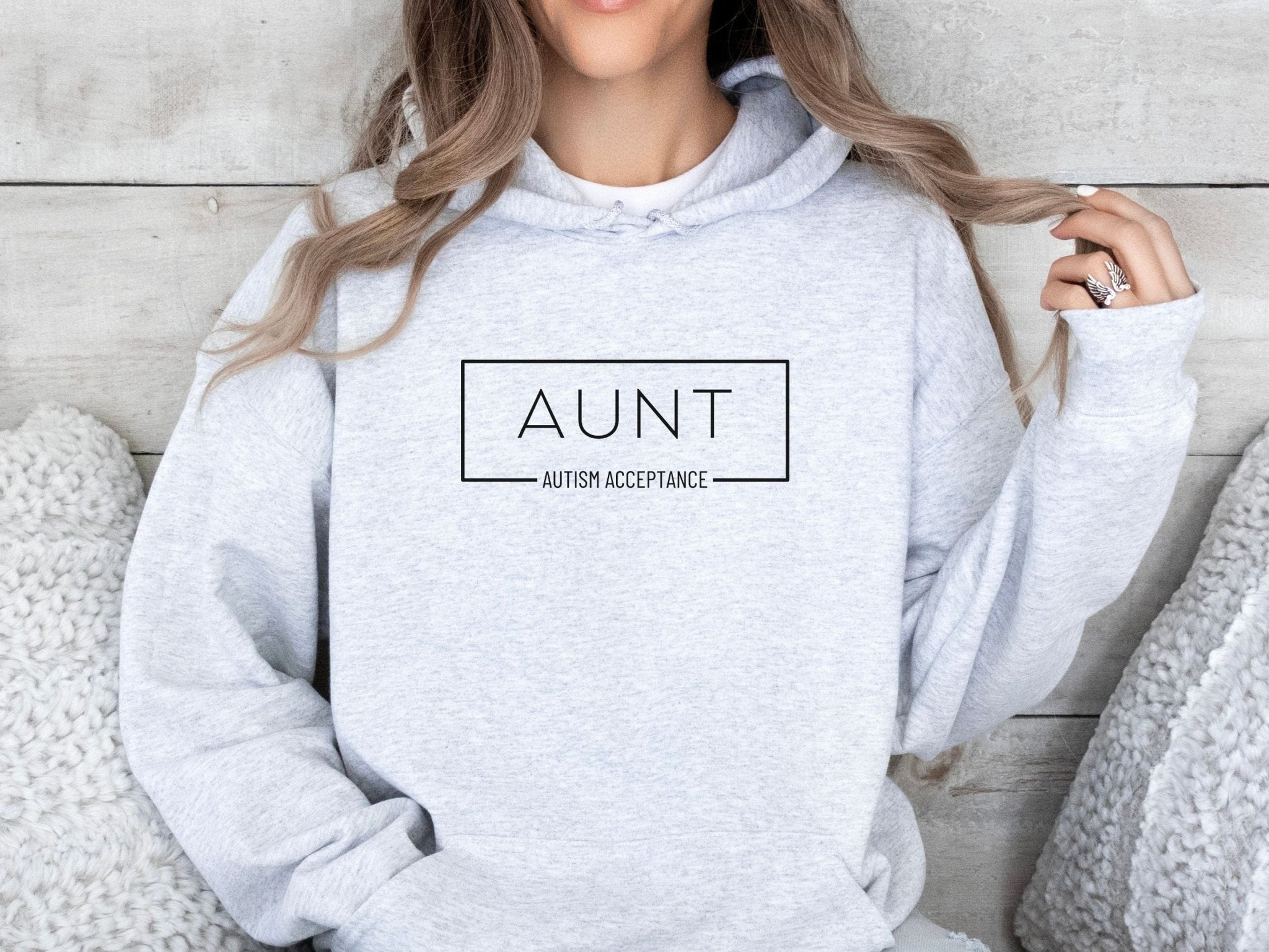 Autism Hoodie - Aunt Autism Acceptance Frame Hoodie - Daily Bloom