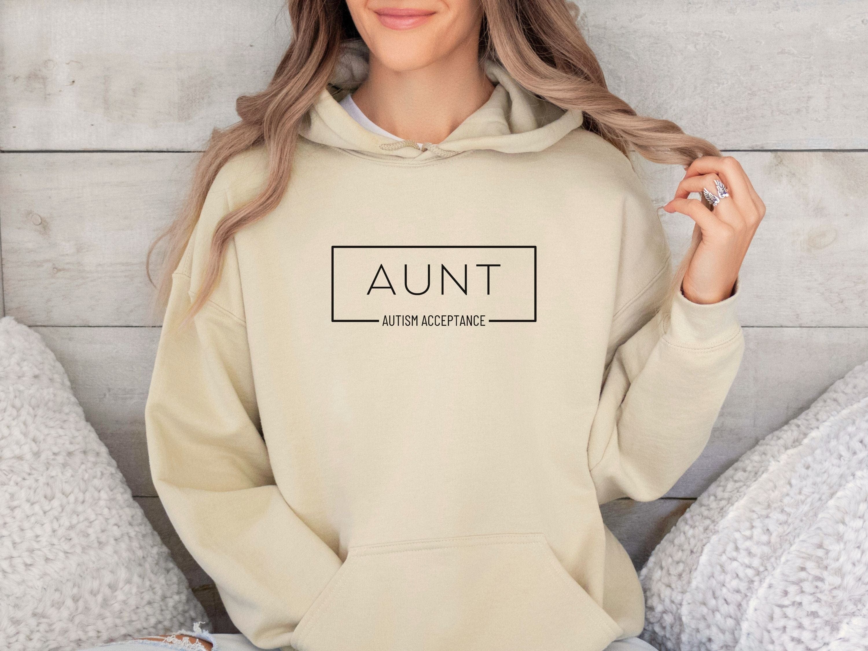 Aunt Autism Acceptance Frame Hoodie-Neurodiversity, ADHD & Autism Awareness & Acceptance Hoodie by Daily Bloom