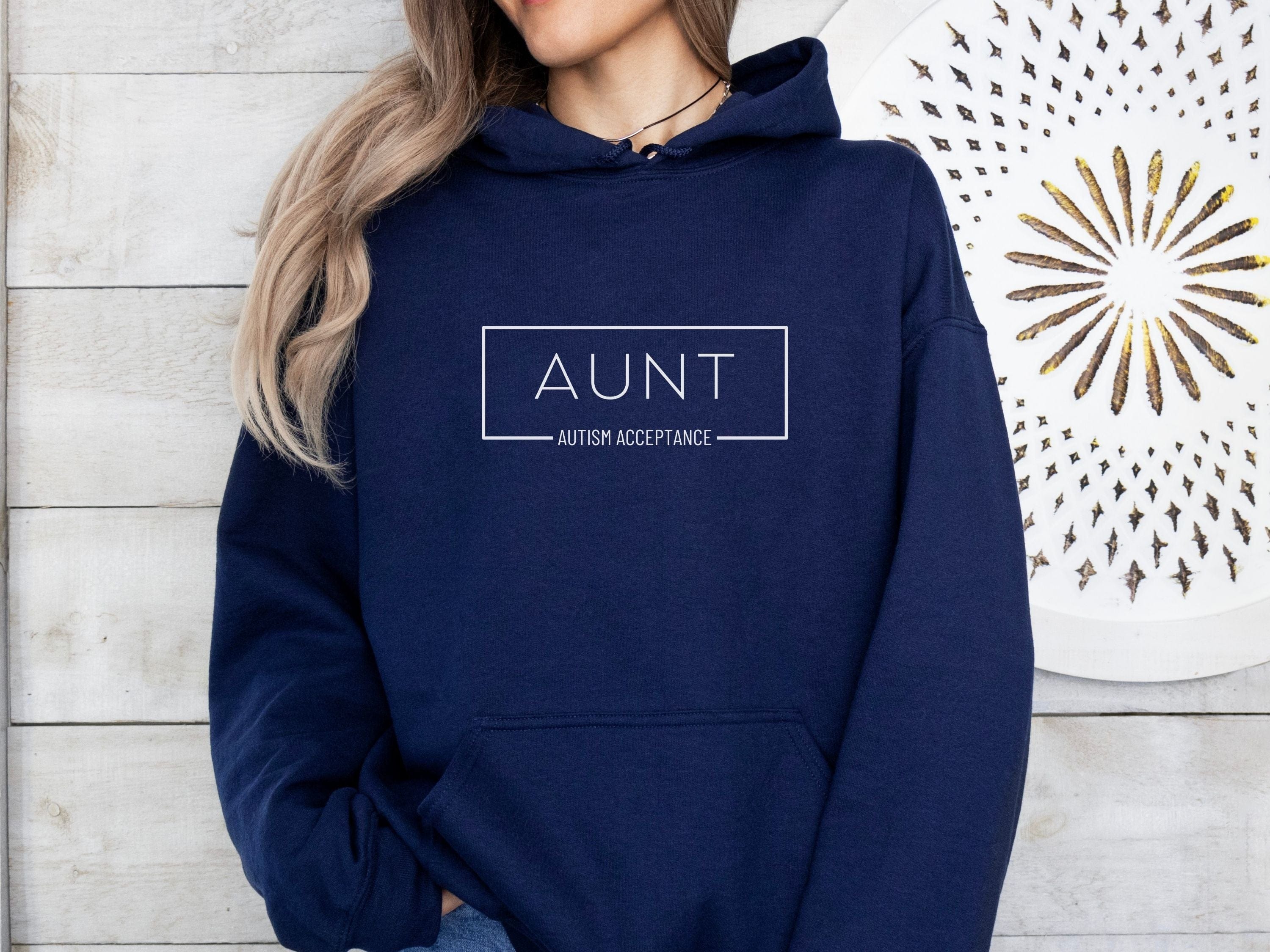 Aunt Autism Acceptance Frame Hoodie-Neurodiversity, ADHD & Autism Awareness & Acceptance Hoodie by Daily Bloom