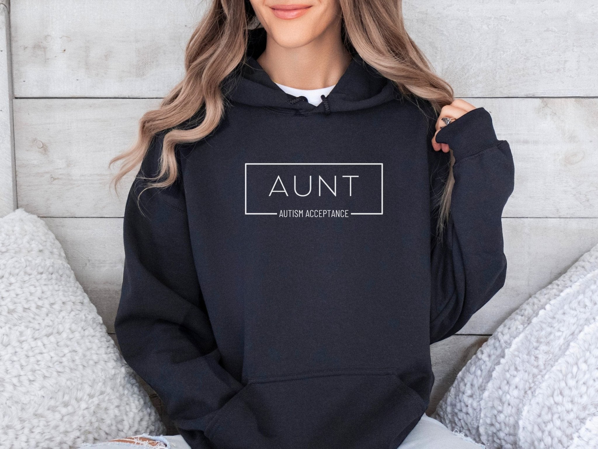 Autism Hoodie - Aunt Autism Acceptance Frame Hoodie - Daily Bloom