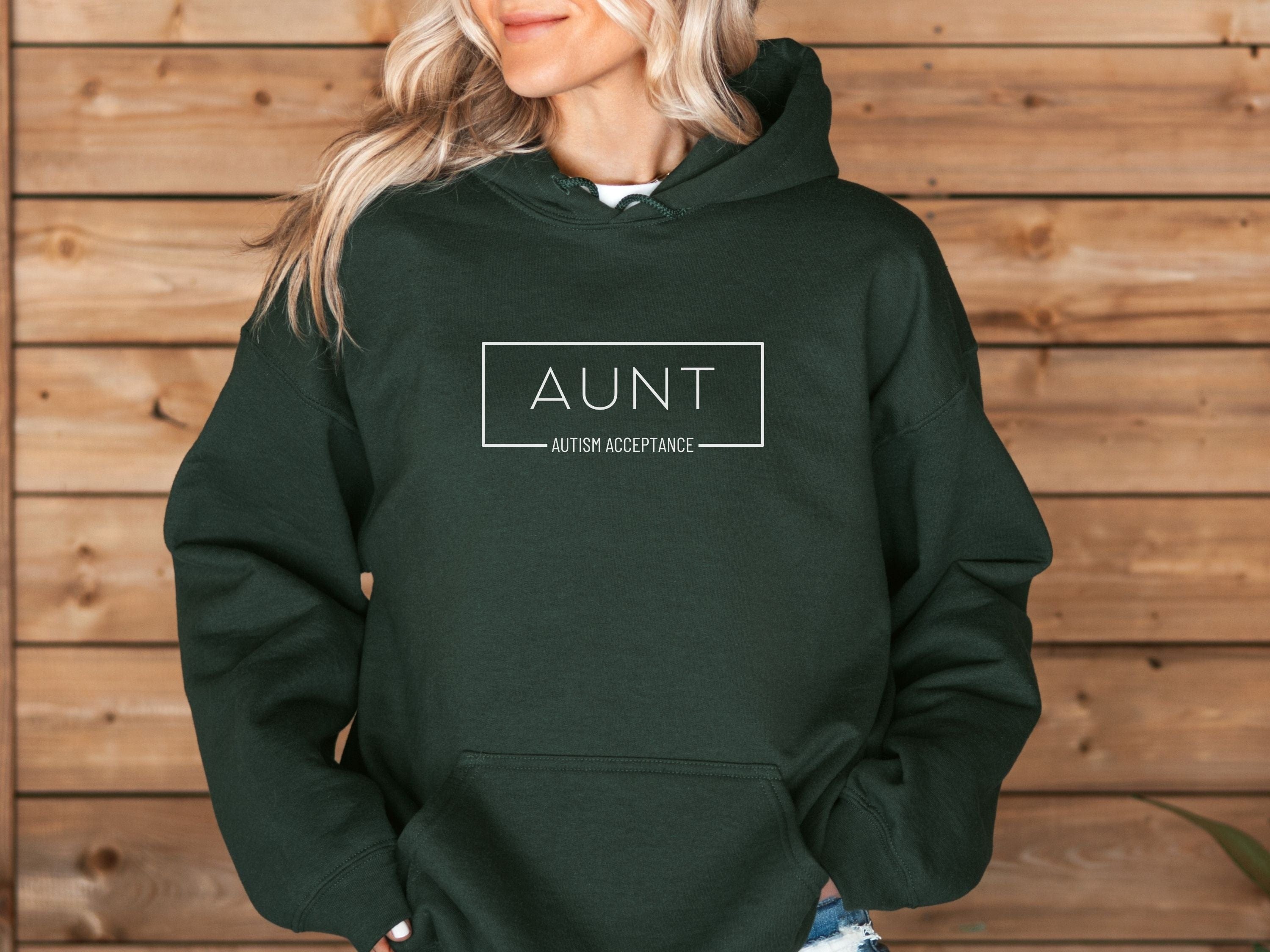Aunt Autism Acceptance Frame Hoodie-Neurodiversity, ADHD & Autism Awareness & Acceptance Hoodie by Daily Bloom