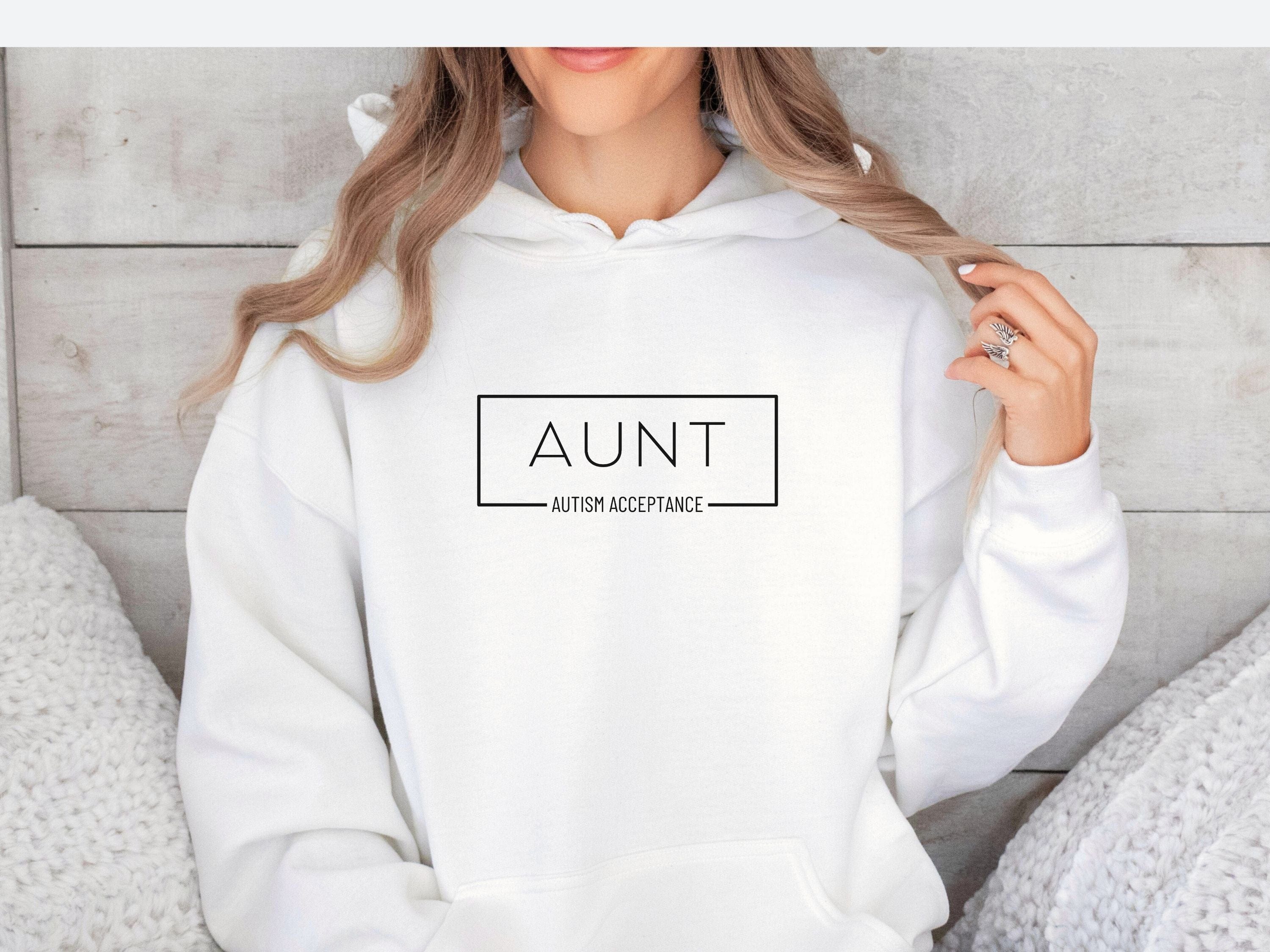 Aunt Autism Acceptance Frame Hoodie-Neurodiversity, ADHD & Autism Awareness & Acceptance Hoodie by Daily Bloom