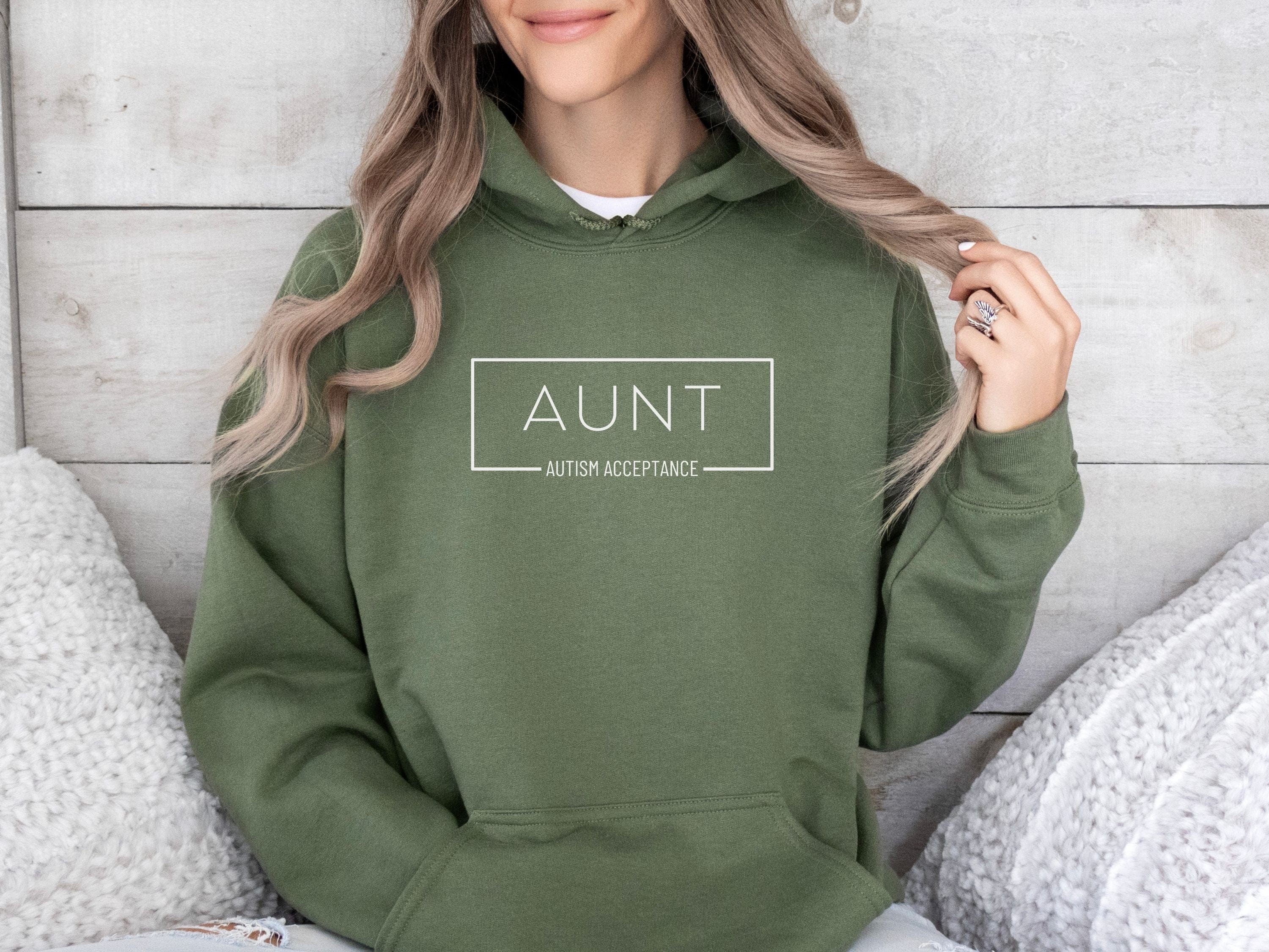Aunt Autism Acceptance Frame Hoodie-Neurodiversity, ADHD & Autism Awareness & Acceptance Hoodie by Daily Bloom
