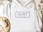 Aunt Autism Acceptance Frame Hoodie-White-Neurodiversity, ADHD & Autism Awareness & Acceptance Hoodie by Daily Bloom