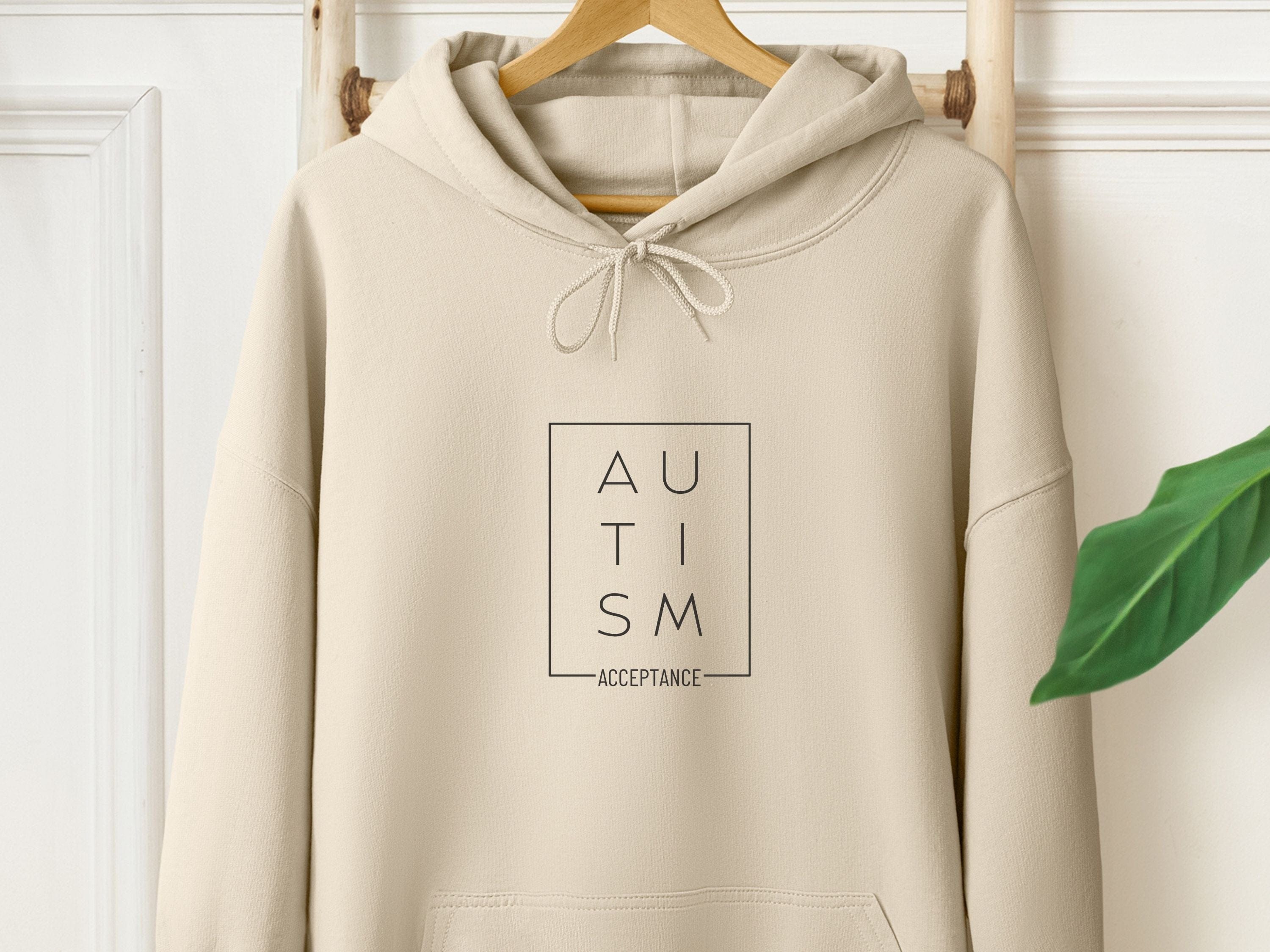 Autism Acceptance Box Men's Hoodie-Sand-Neurodiversity, ADHD & Autism Awareness & Acceptance Hoodie by Daily Bloom