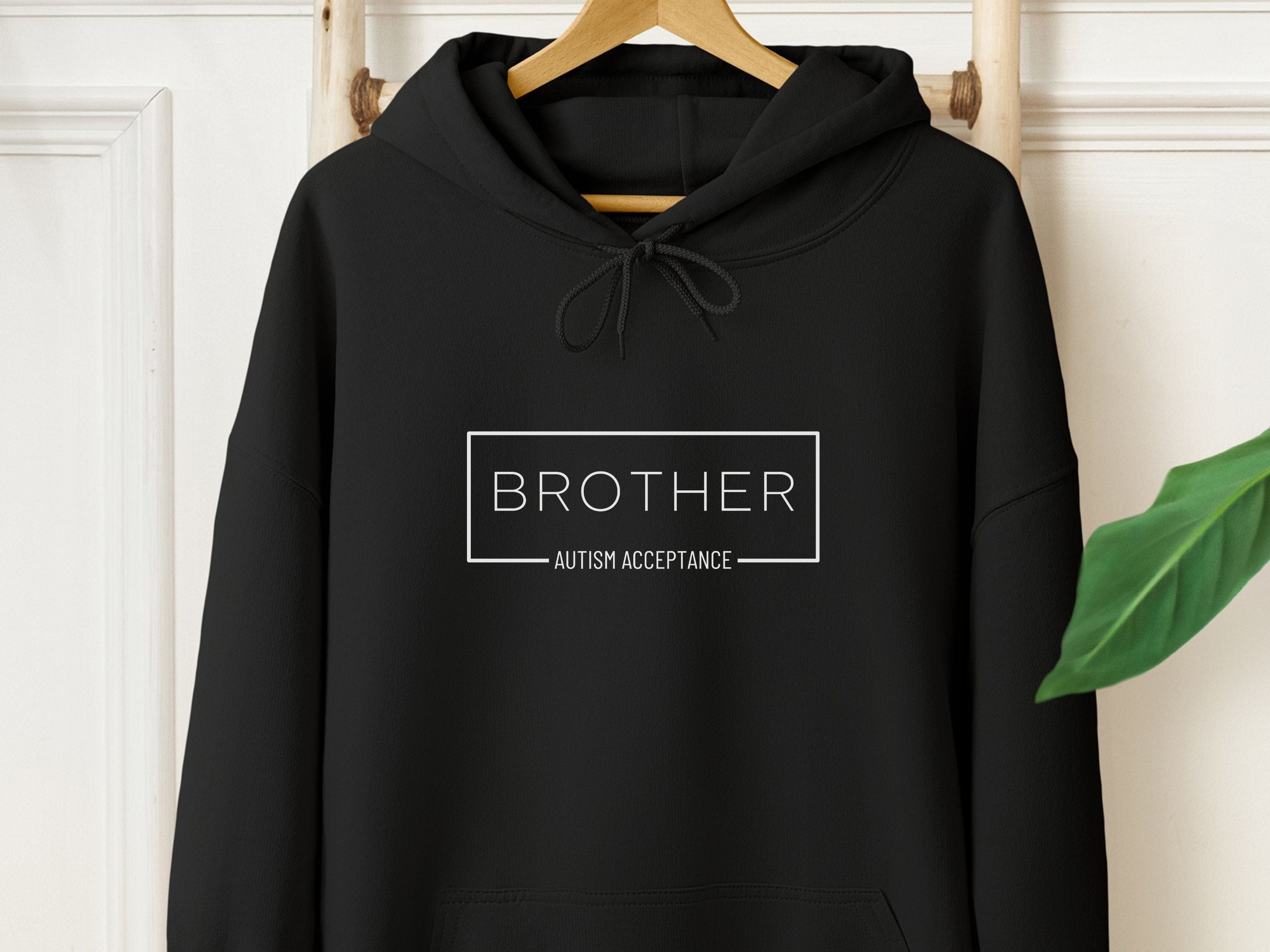 Autism Acceptance Brother Box Hoodie-Black-Neurodiversity, ADHD & Autism Awareness & Acceptance Hoodie by Daily Bloom