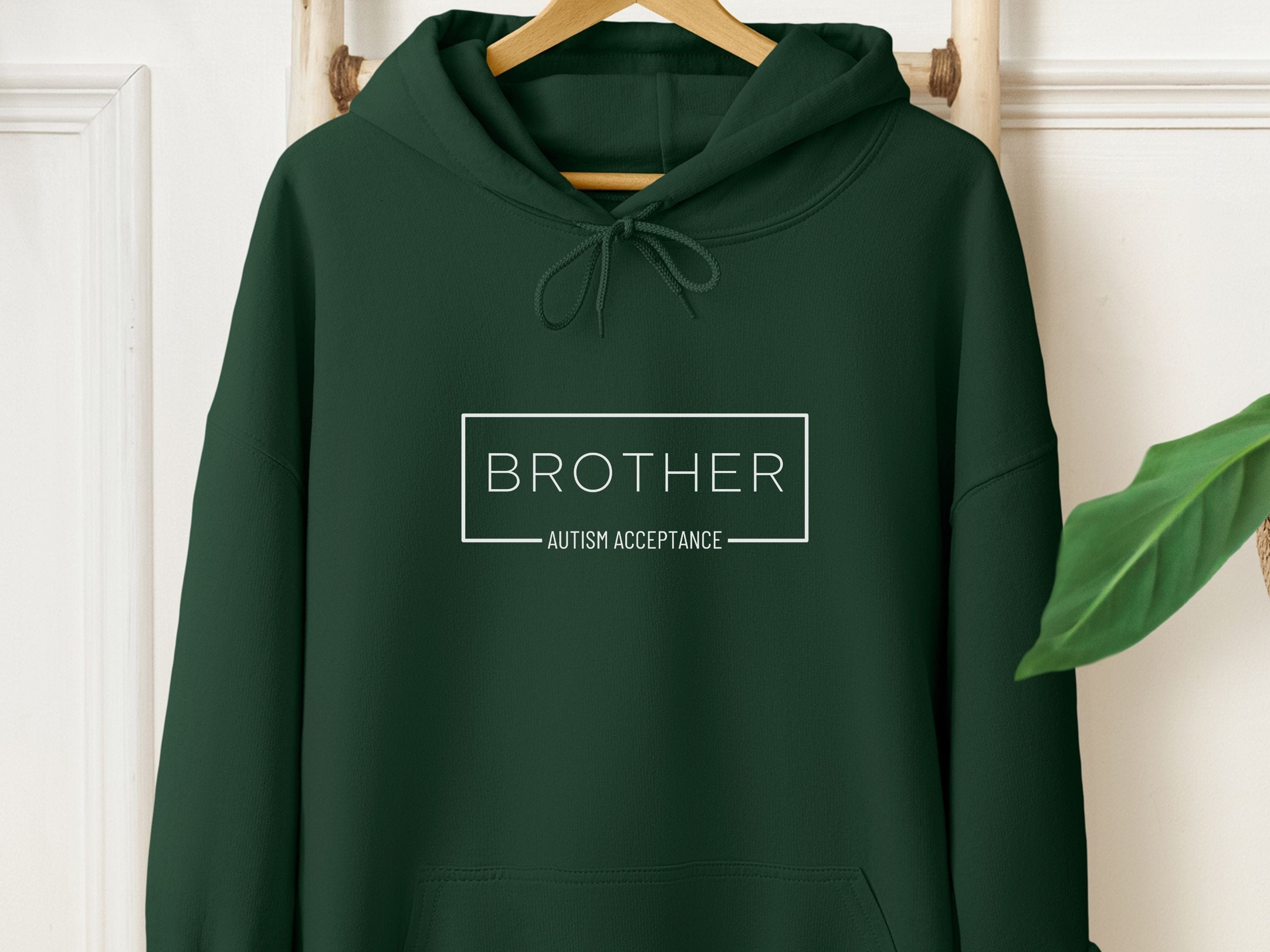 Autism Acceptance Brother Box Hoodie-Forest Green-Neurodiversity, ADHD & Autism Awareness & Acceptance Hoodie by Daily Bloom