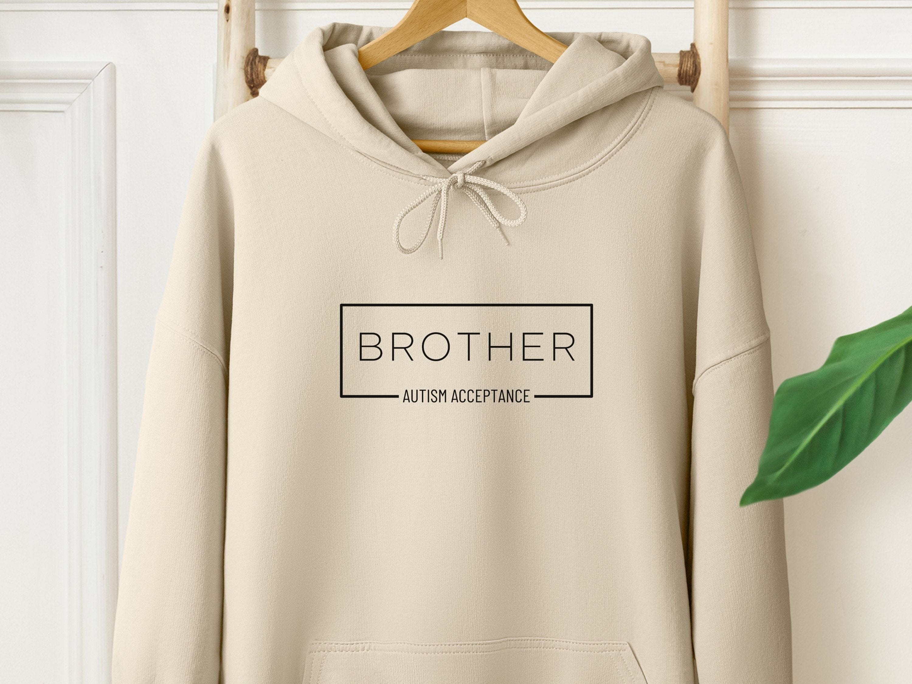 Autism Acceptance Brother Box Hoodie-Sand-Neurodiversity, ADHD & Autism Awareness & Acceptance Hoodie by Daily Bloom