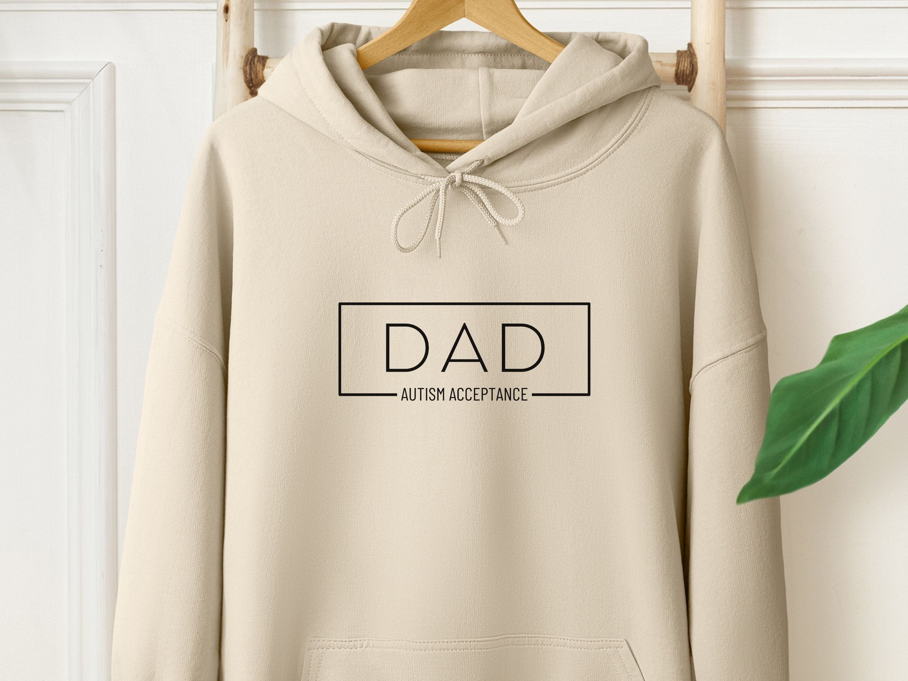 Autism Acceptance Dad Box Hoodie-Sand-Neurodiversity, ADHD & Autism Awareness & Acceptance Hoodie by Daily Bloom