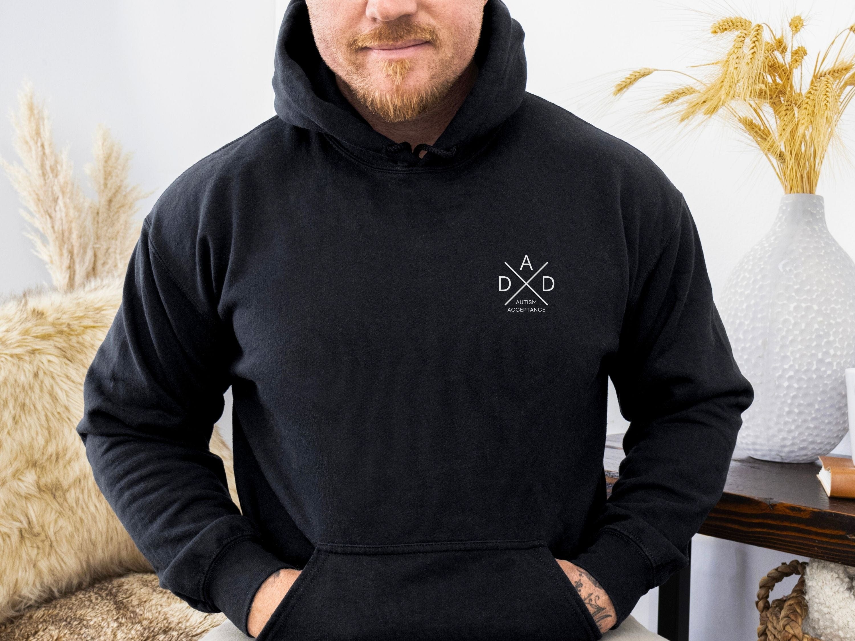 Autism Acceptance Dad Cross Hoodie-Neurodiversity, ADHD & Autism Awareness & Acceptance Hoodie by Daily Bloom