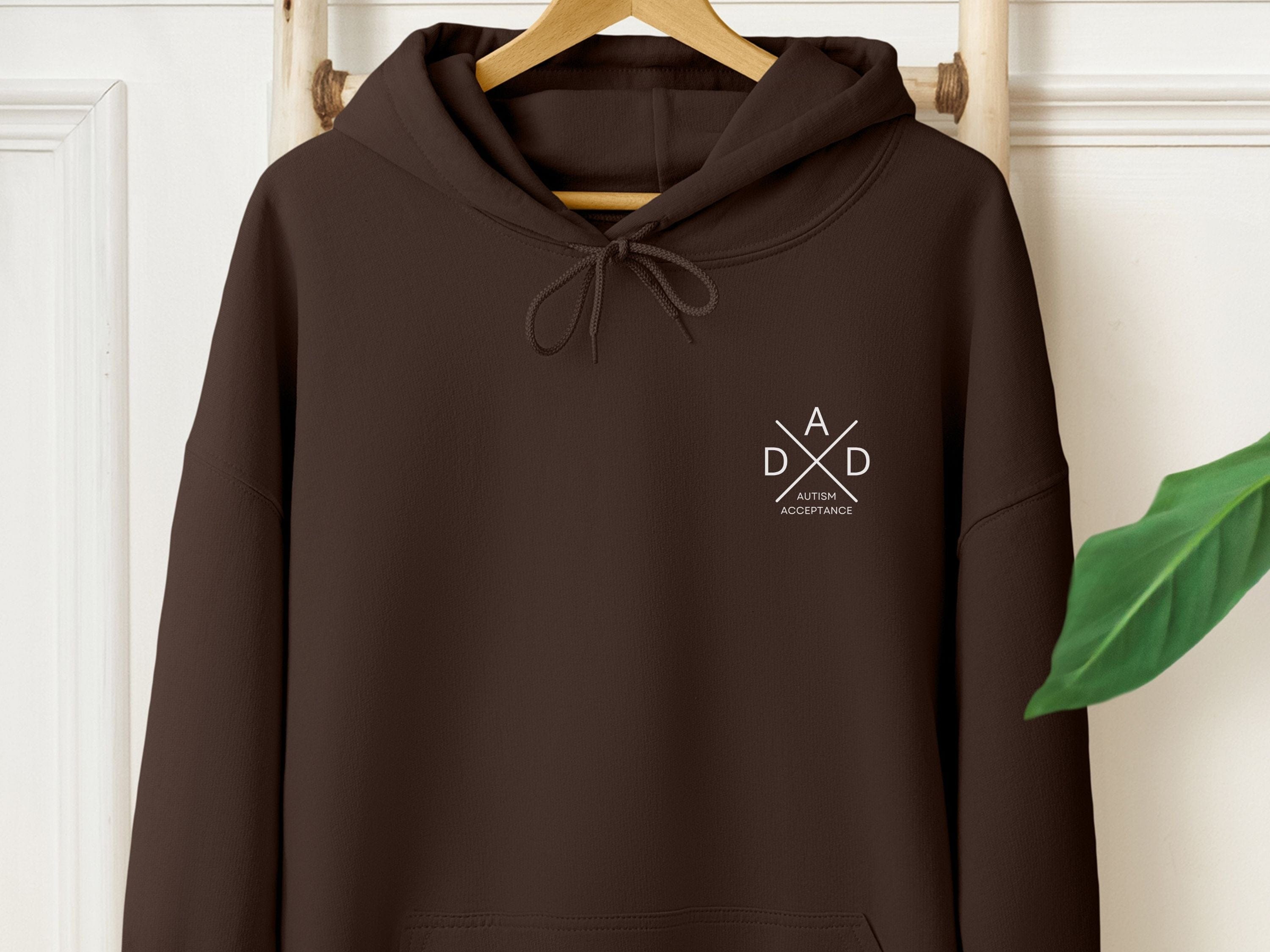 Autism Acceptance Dad Cross Hoodie-Dark Chocolate-Neurodiversity, ADHD & Autism Awareness & Acceptance Hoodie by Daily Bloom