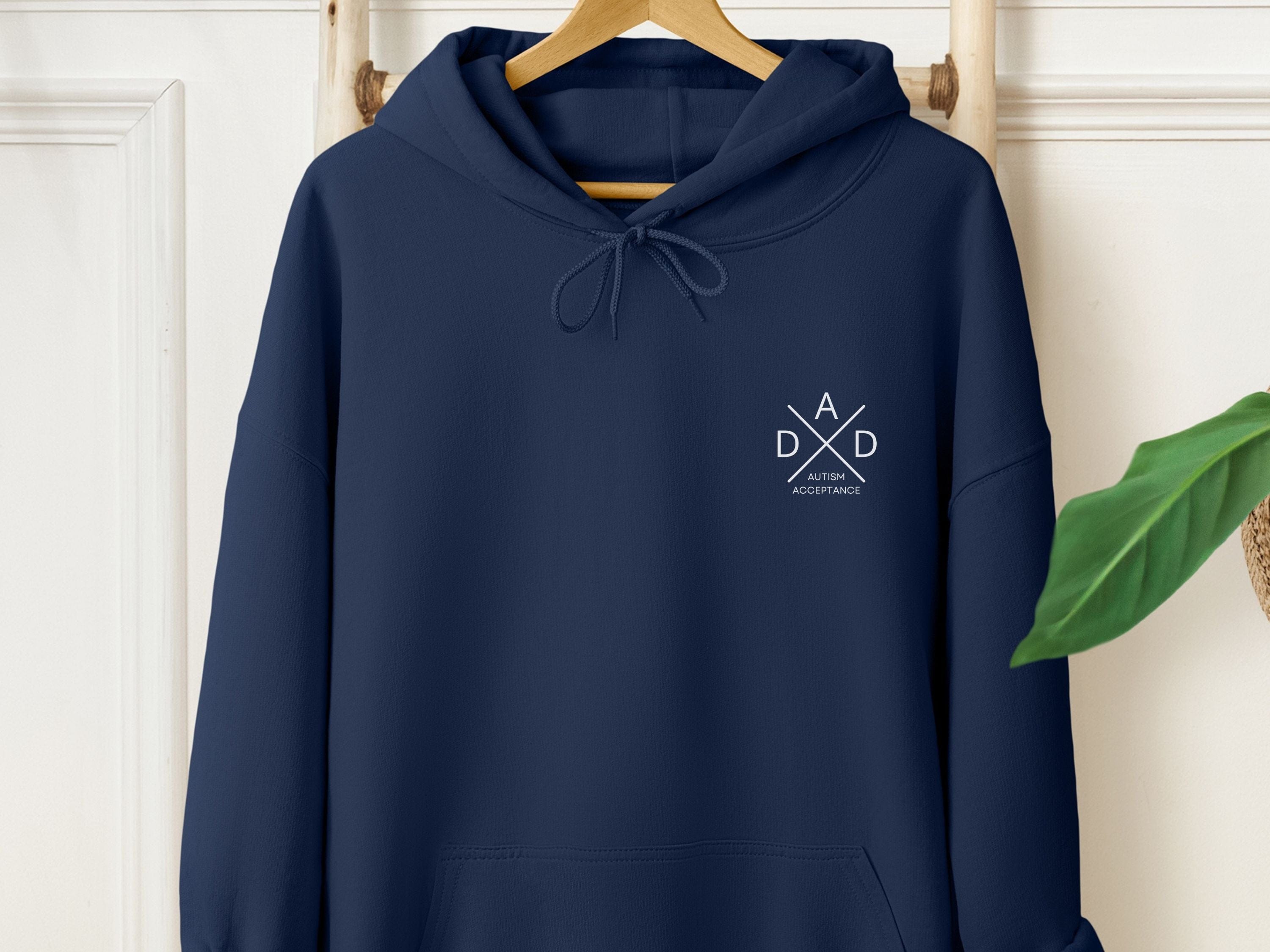 Autism Acceptance Dad Cross Hoodie-Navy-Neurodiversity, ADHD & Autism Awareness & Acceptance Hoodie by Daily Bloom