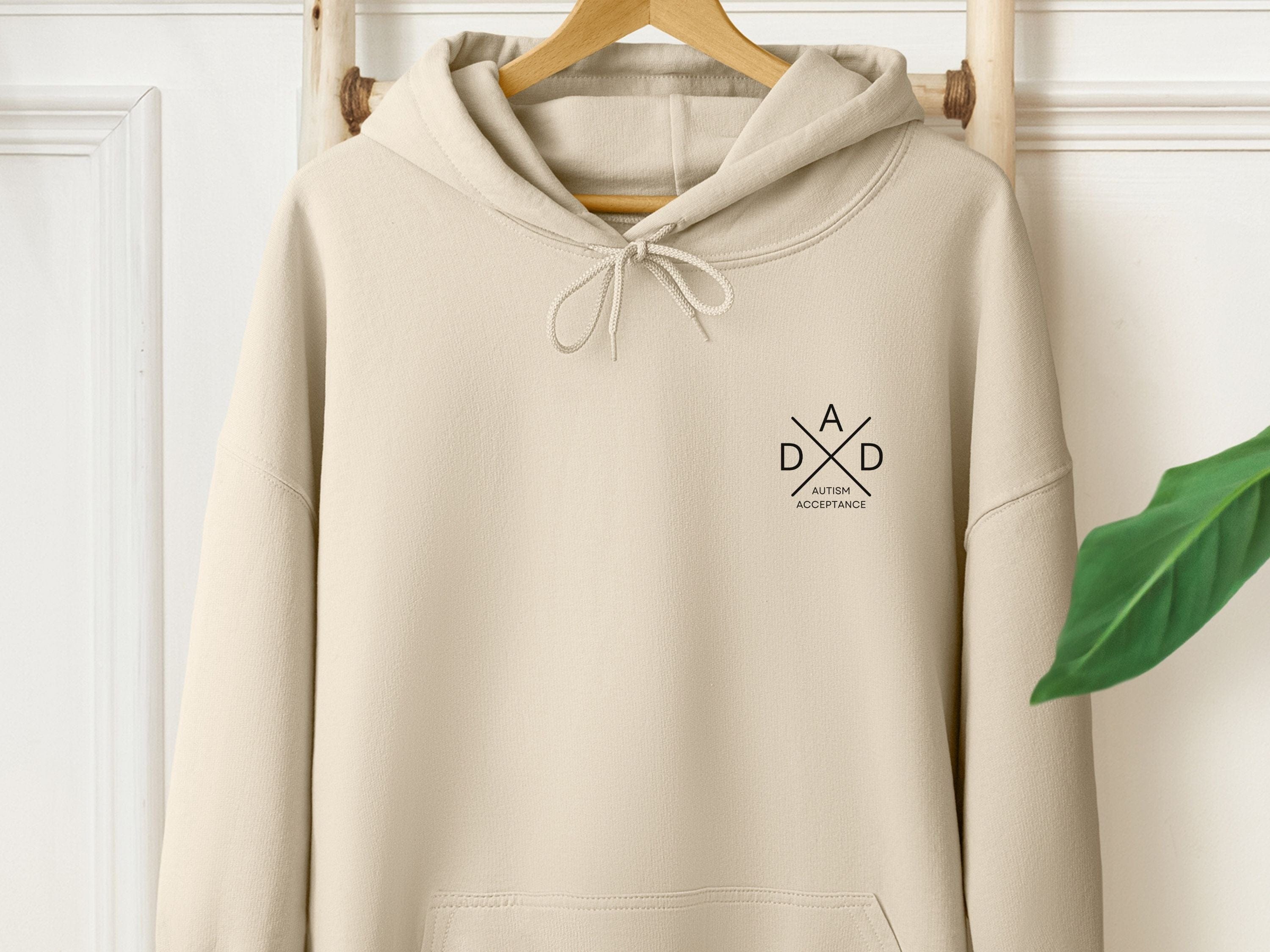 Autism Acceptance Dad Cross Hoodie-Sand-Neurodiversity, ADHD & Autism Awareness & Acceptance Hoodie by Daily Bloom