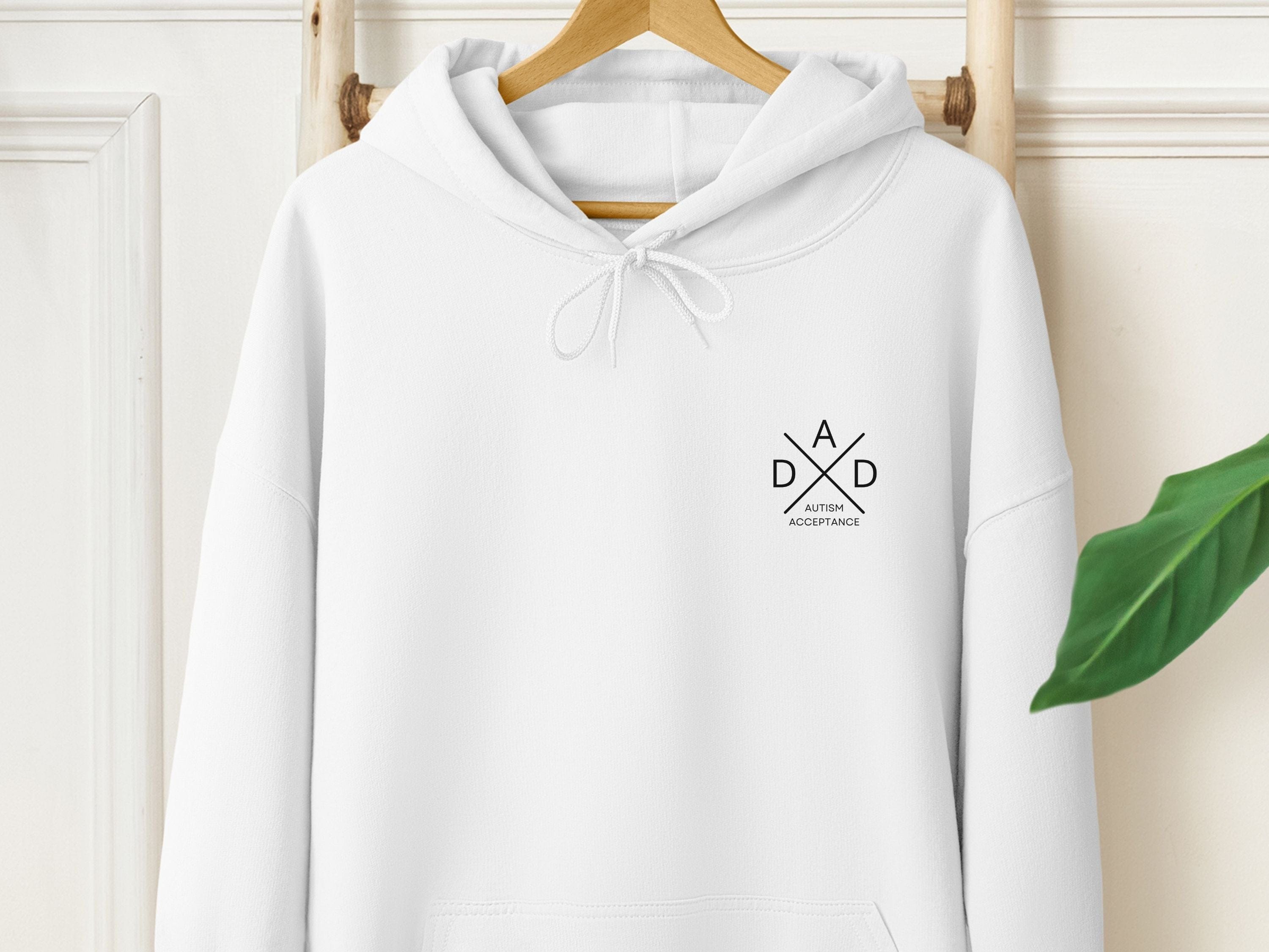 Autism Acceptance Dad Cross Hoodie-White-Neurodiversity, ADHD & Autism Awareness & Acceptance Hoodie by Daily Bloom