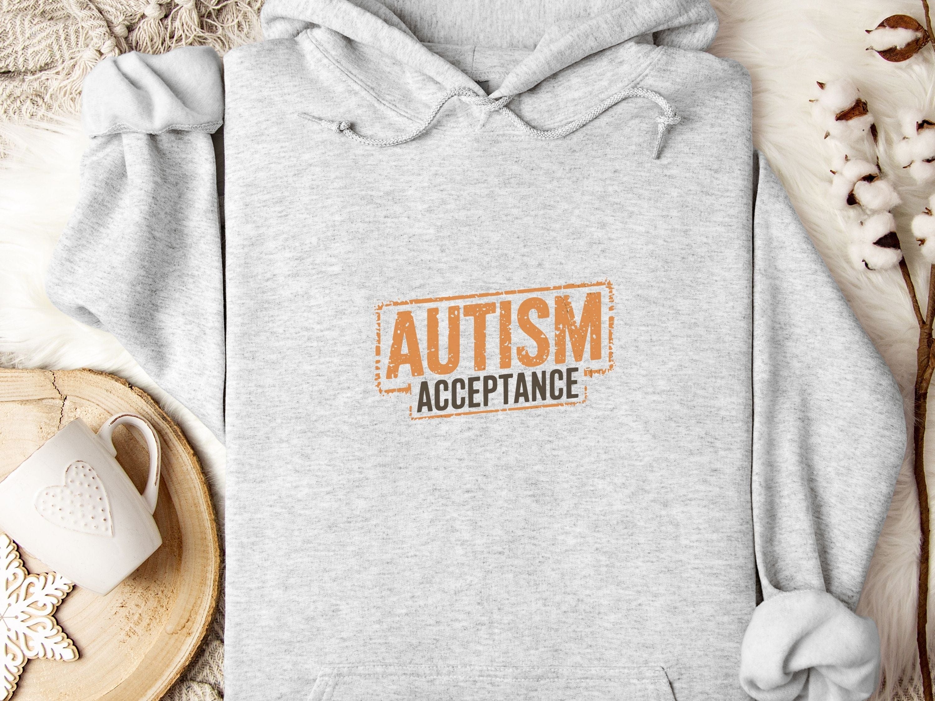Autism Acceptance Graffiti Hoodie-Ash-Neurodiversity, ADHD & Autism Awareness & Acceptance Hoodie by Daily Bloom