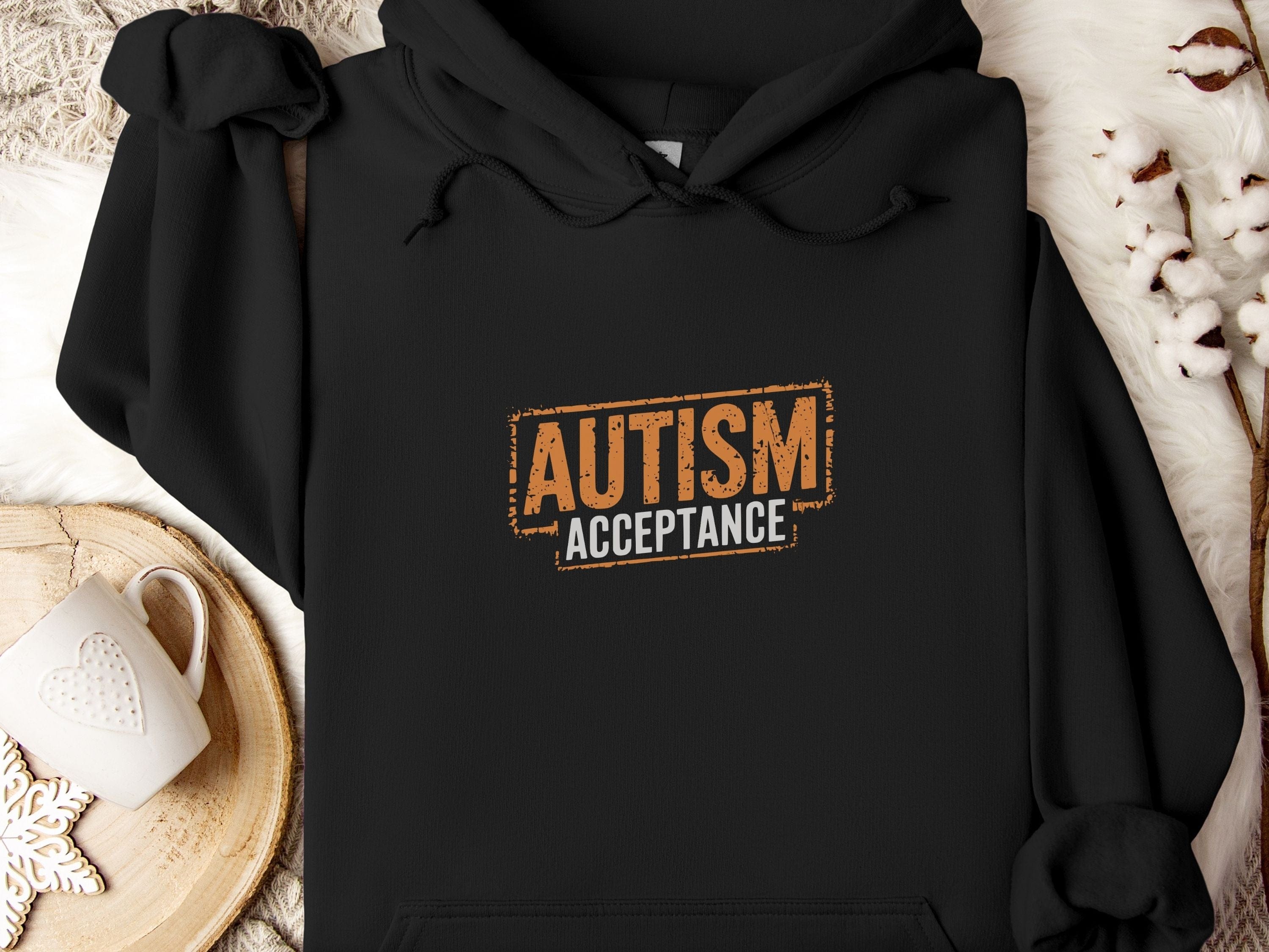 Autism Acceptance Graffiti Hoodie-Black-Neurodiversity, ADHD & Autism Awareness & Acceptance Hoodie by Daily Bloom