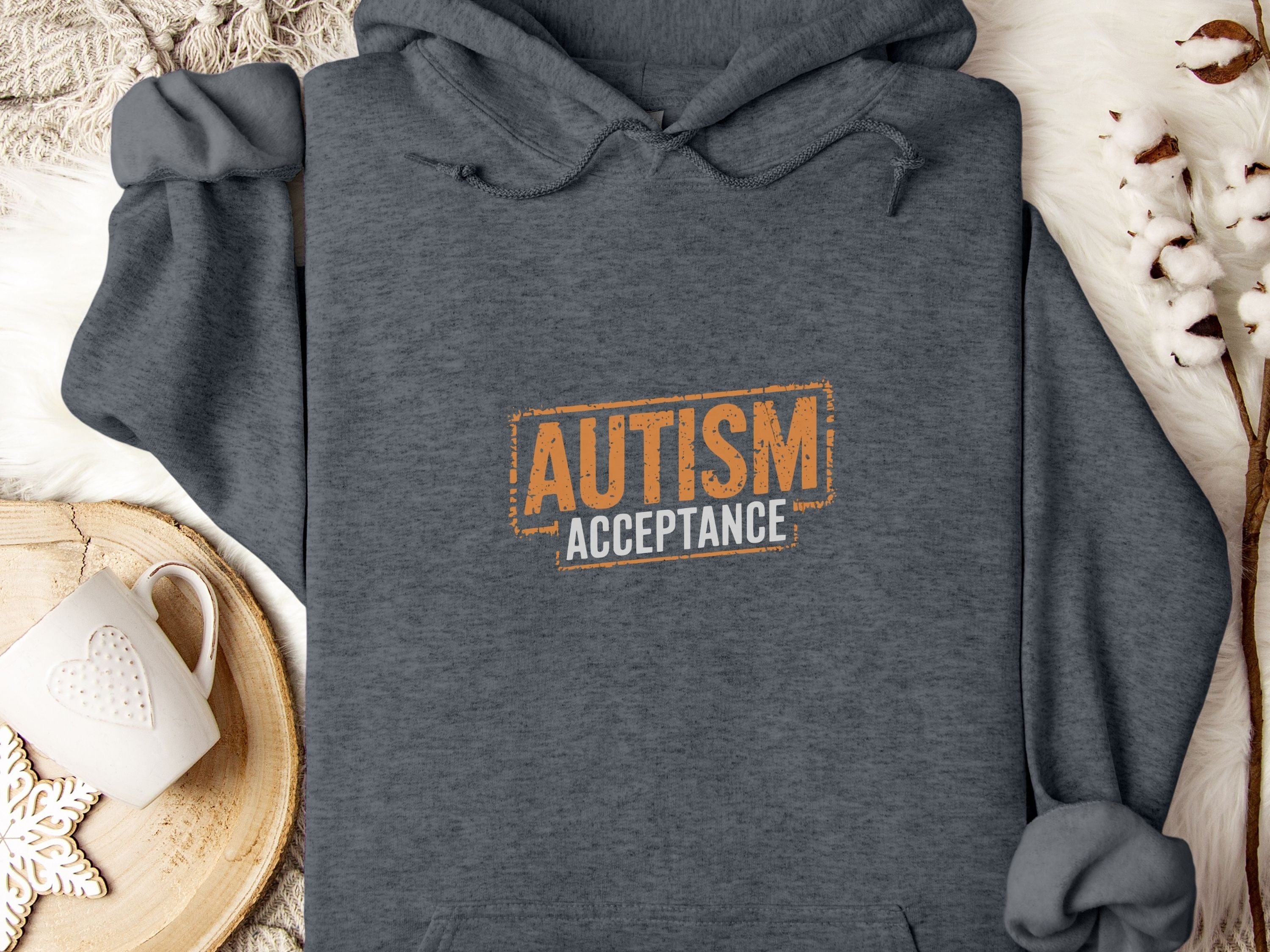 Autism Acceptance Graffiti Hoodie-Dark Heather-Neurodiversity, ADHD & Autism Awareness & Acceptance Hoodie by Daily Bloom