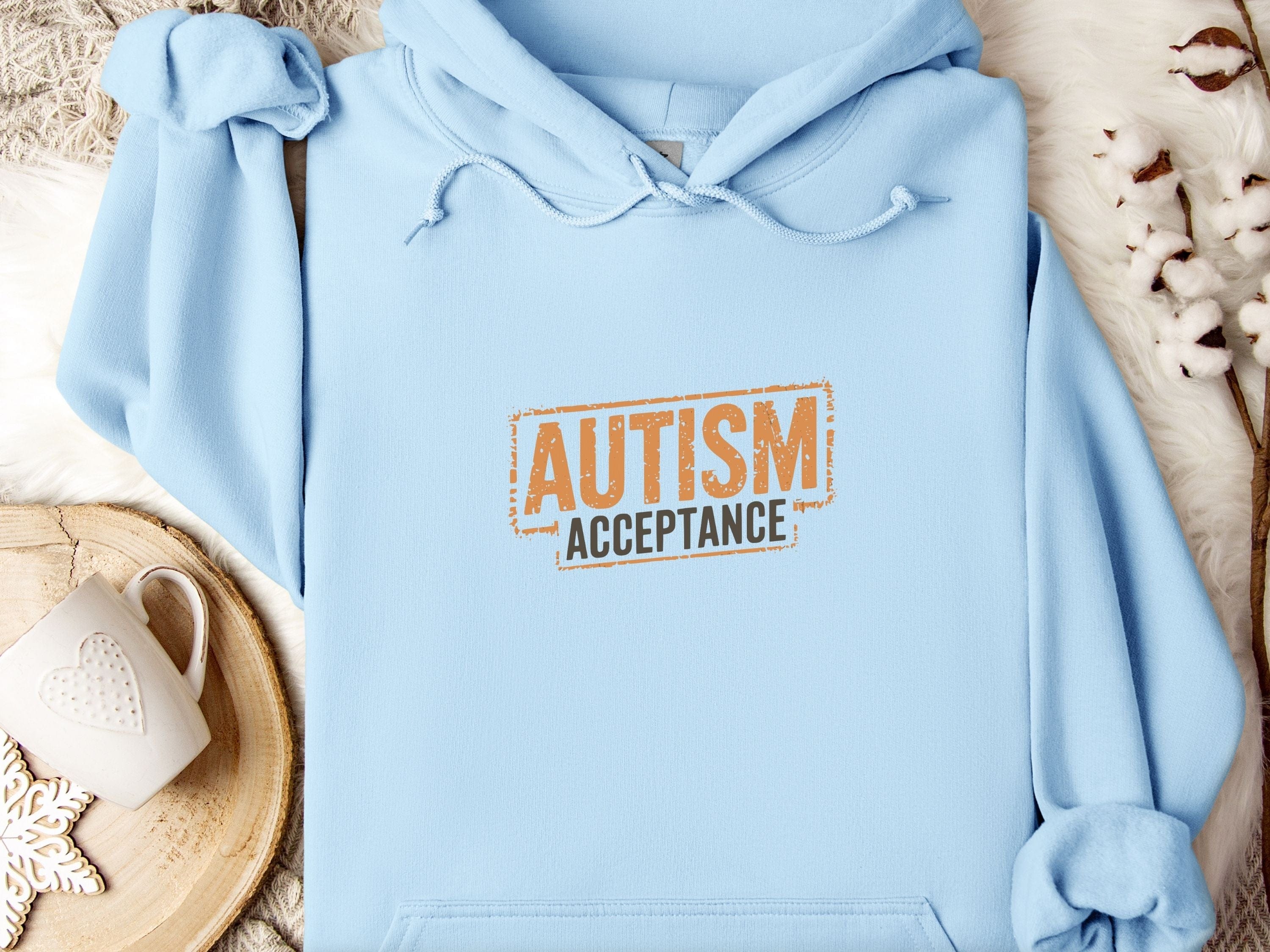 Autism Acceptance Graffiti Hoodie-Light Blue-Neurodiversity, ADHD & Autism Awareness & Acceptance Hoodie by Daily Bloom