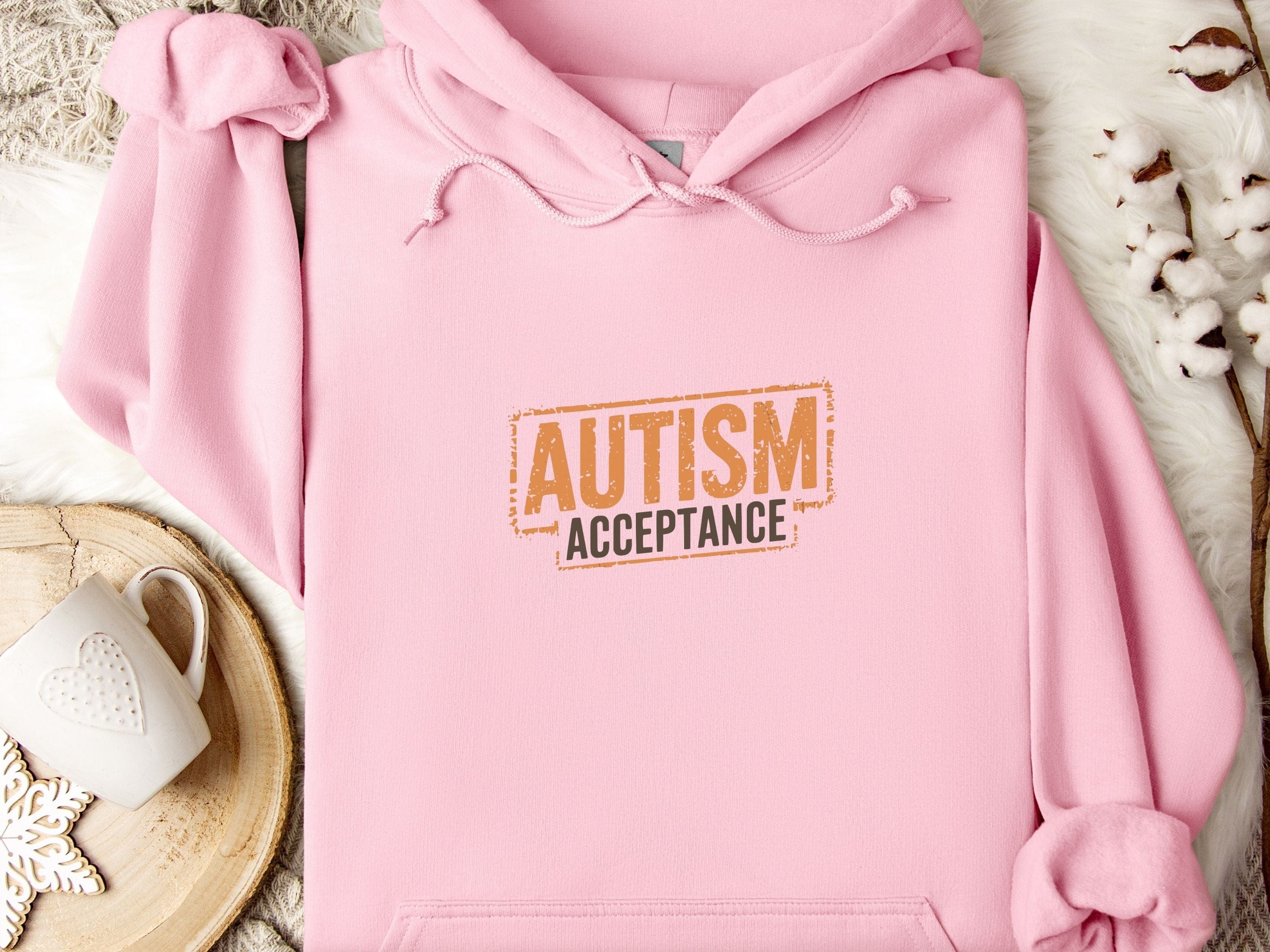 Autism Acceptance Graffiti Hoodie-Light Pink-Neurodiversity, ADHD & Autism Awareness & Acceptance Hoodie by Daily Bloom