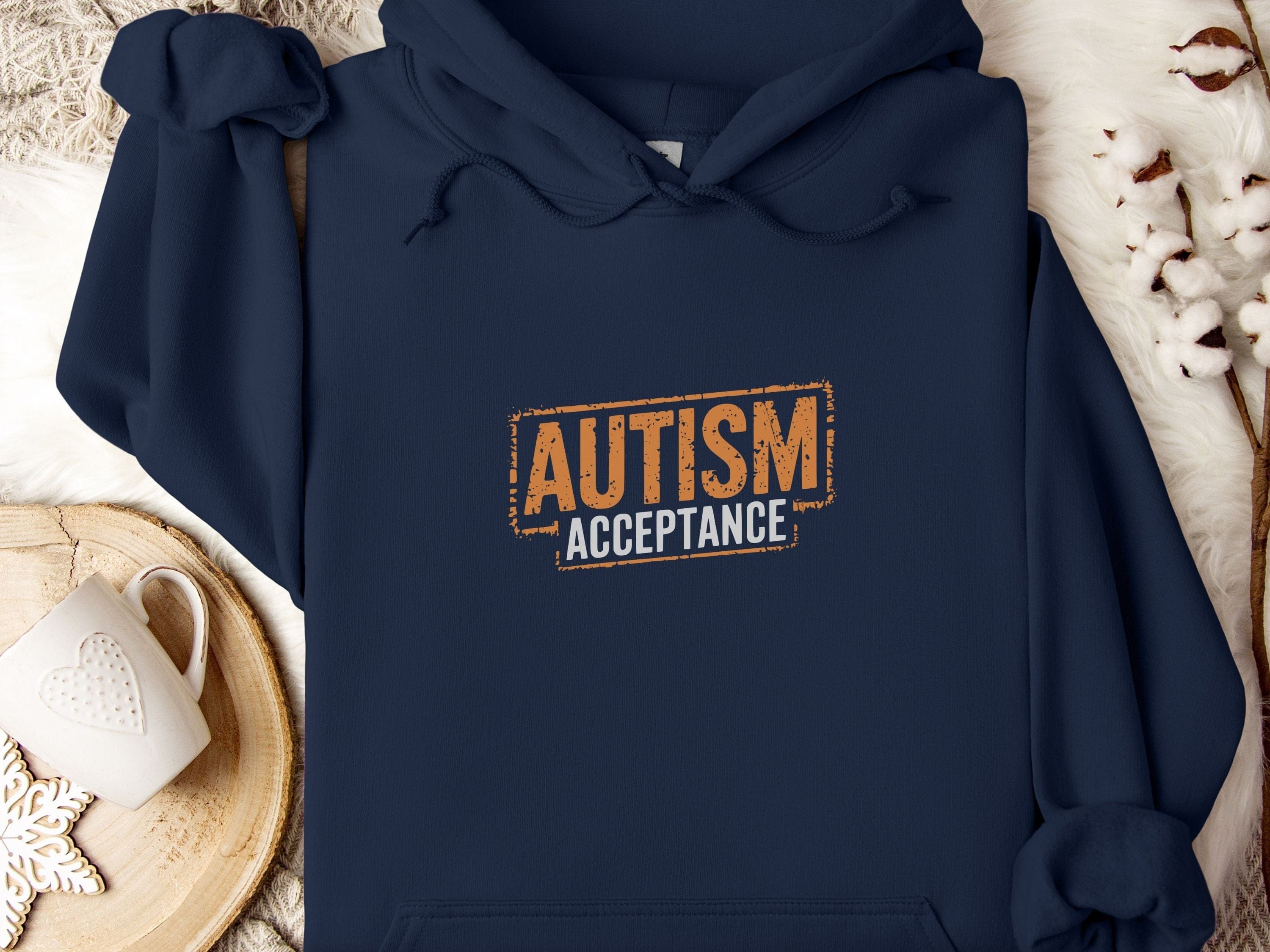 Autism Acceptance Graffiti Hoodie-Navy-Neurodiversity, ADHD & Autism Awareness & Acceptance Hoodie by Daily Bloom