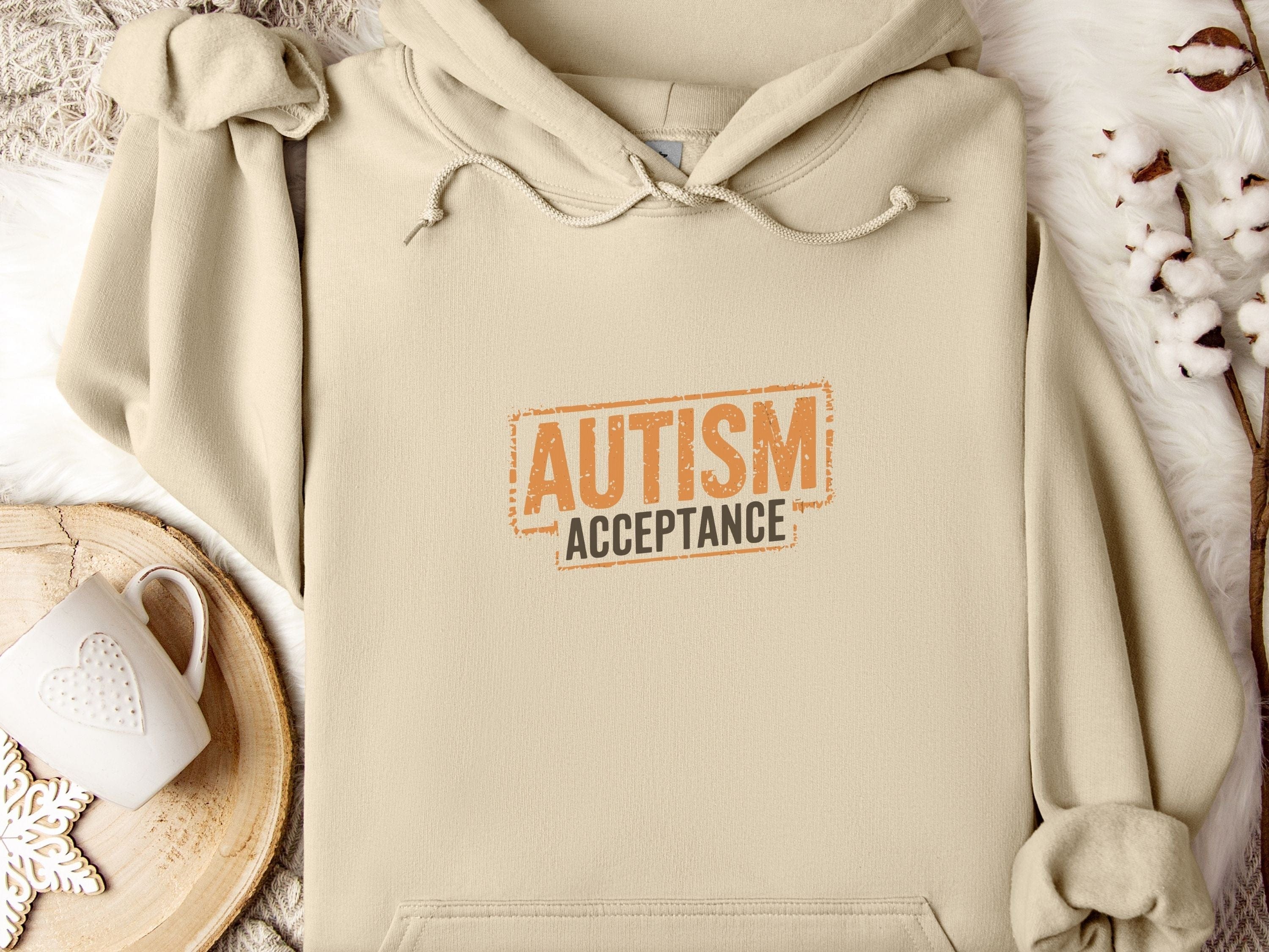 Autism Acceptance Graffiti Hoodie-Sand-Neurodiversity, ADHD & Autism Awareness & Acceptance Hoodie by Daily Bloom