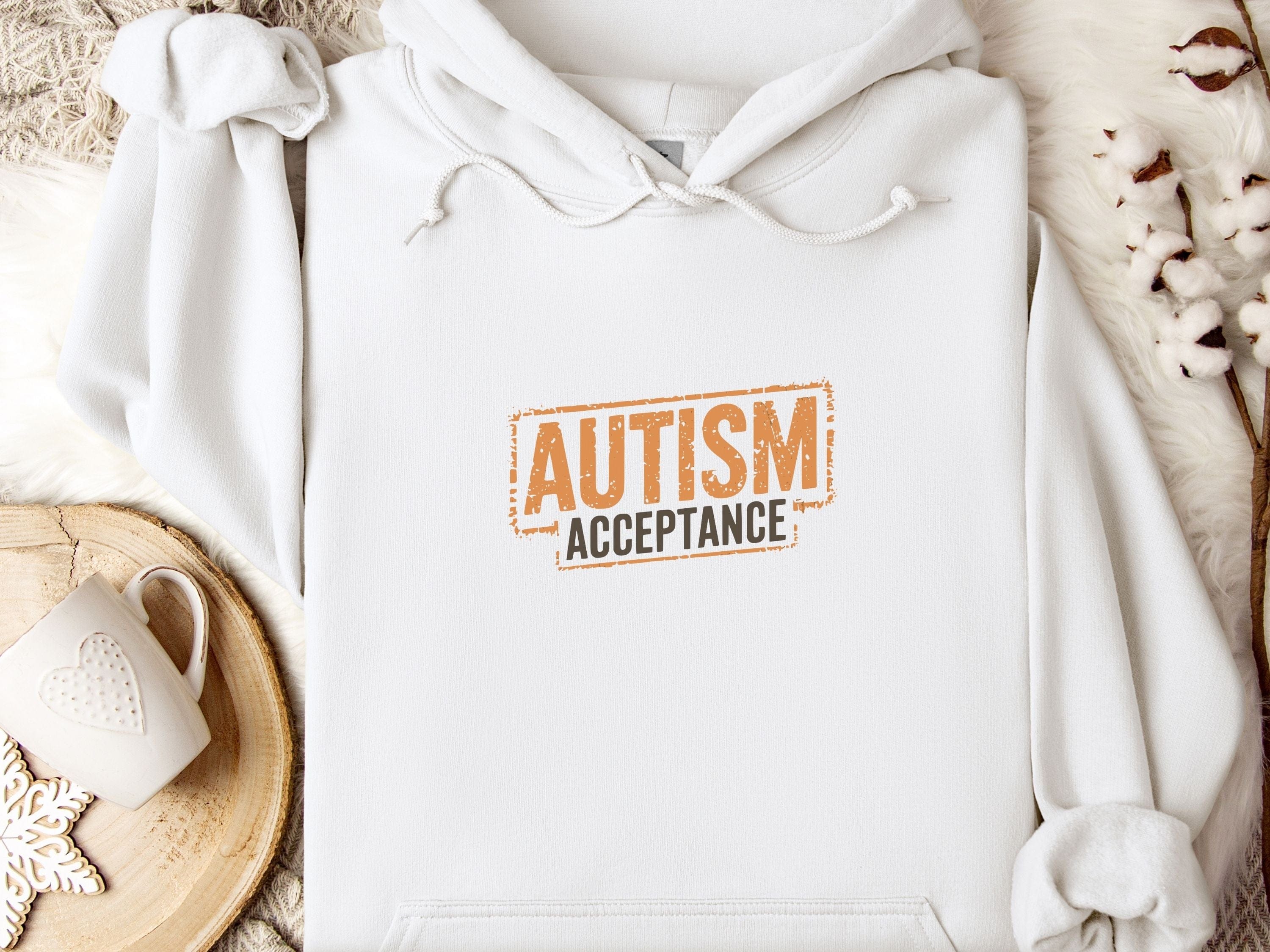 Autism Acceptance Graffiti Hoodie-White-Neurodiversity, ADHD & Autism Awareness & Acceptance Hoodie by Daily Bloom