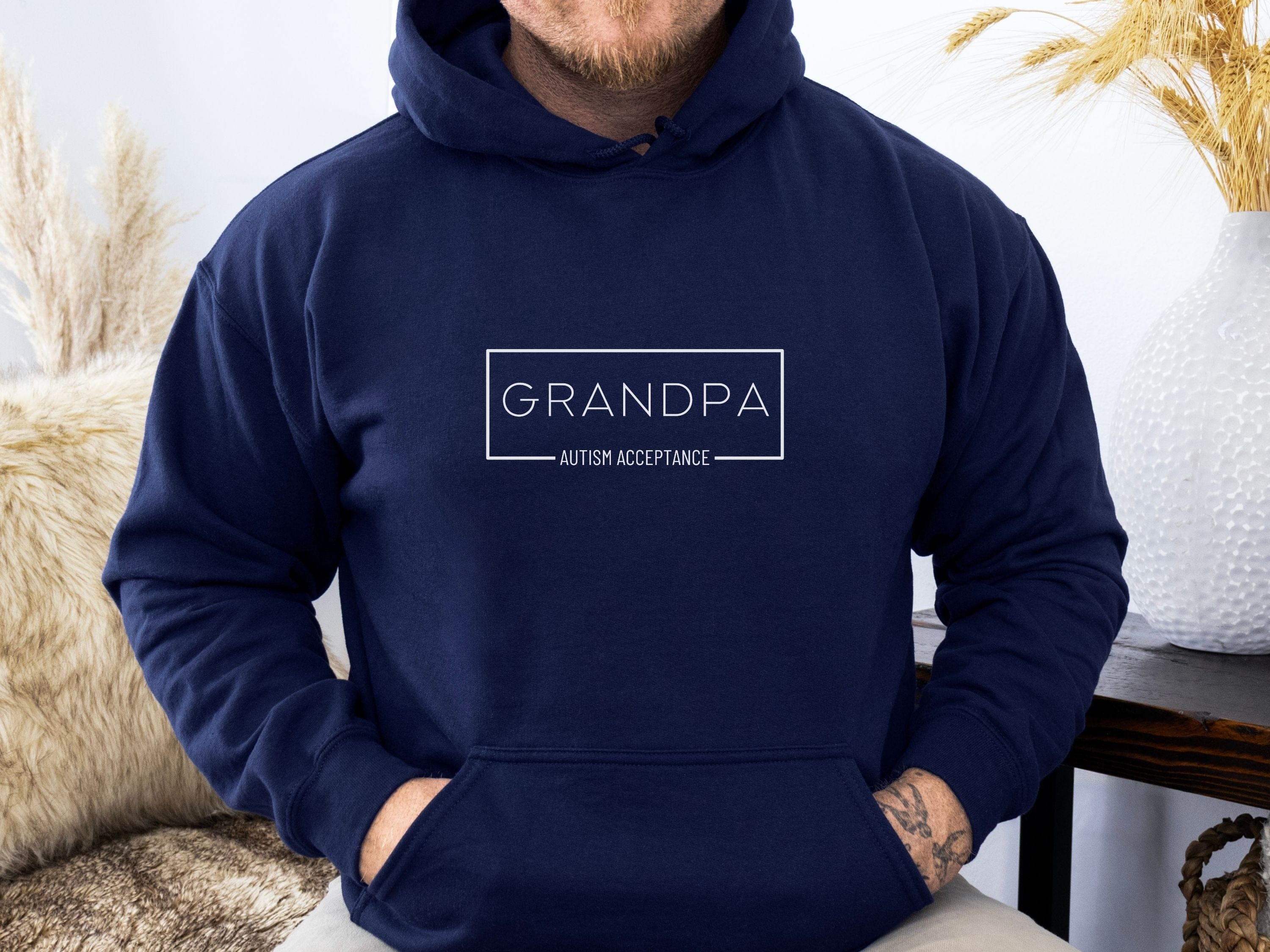 Autism Acceptance Grandpa Box Hoodie-Neurodiversity, ADHD & Autism Awareness & Acceptance Hoodie by Daily Bloom