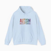 Autism Hoodie By Daily Bloom Autism Acceptance Grunge Rainbow Hoodie Light Blue / S