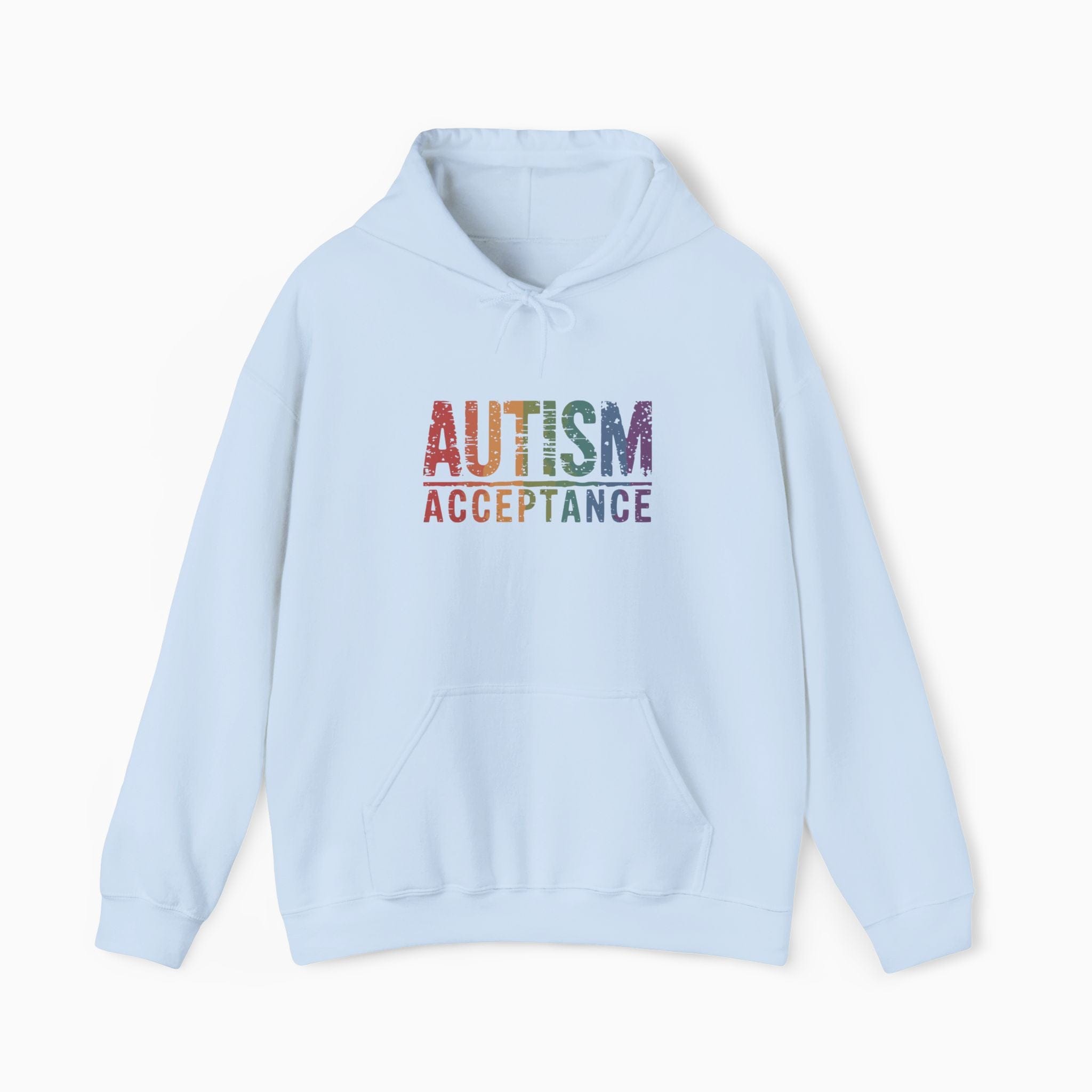 Autism Hoodie By Daily Bloom Autism Acceptance Grunge Rainbow Hoodie Light Blue / S