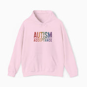 Autism Hoodie By Daily Bloom Autism Acceptance Grunge Rainbow Hoodie Light Pink / S