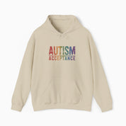 Autism Hoodie By Daily Bloom Autism Acceptance Grunge Rainbow Hoodie Sand / S