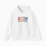 Autism Hoodie By Daily Bloom Autism Acceptance Grunge Rainbow Hoodie White / S