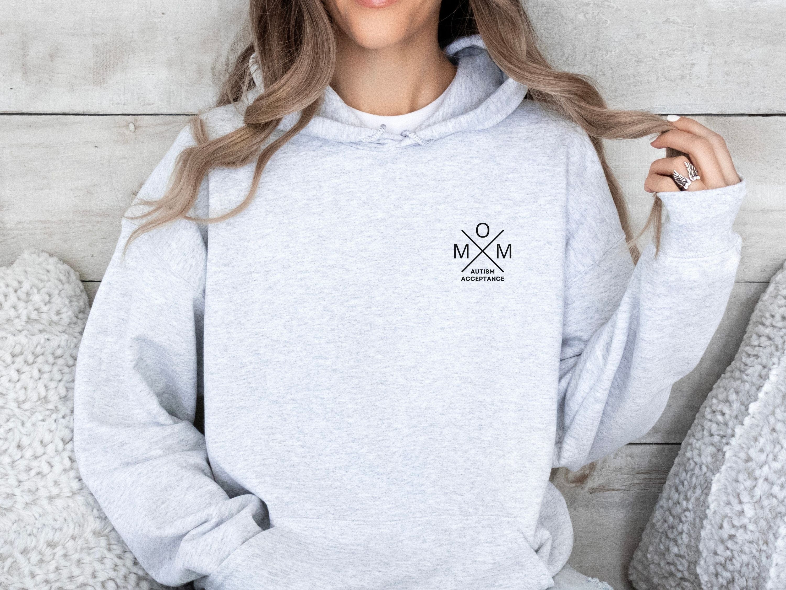 Autism Acceptance Mom Cross Hoodie-Neurodiversity, ADHD & Autism Awareness & Acceptance Hoodie by Daily Bloom