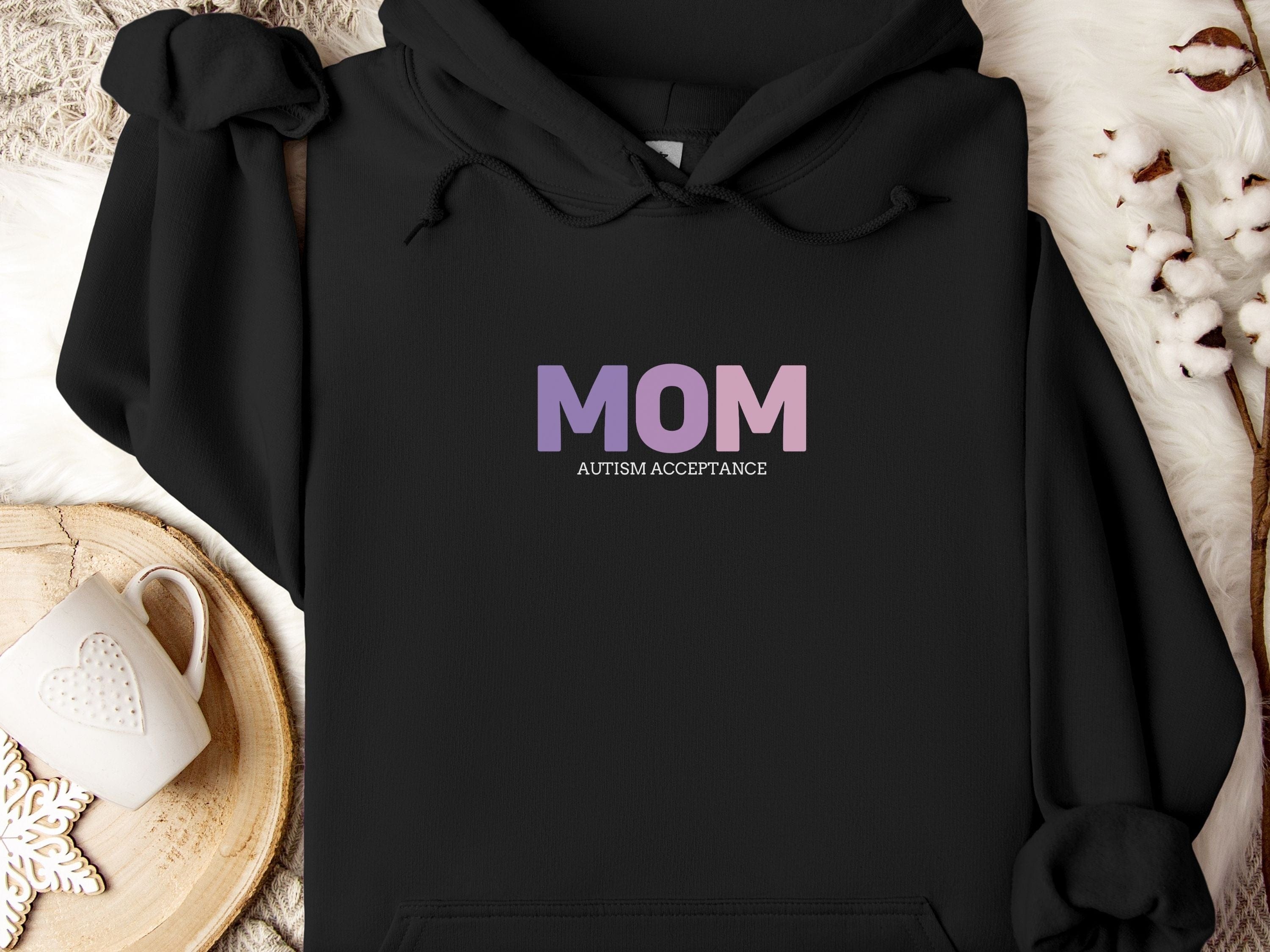 Autism Acceptance Mom Gradient Hoodie-Black-Neurodiversity, ADHD & Autism Awareness & Acceptance Hoodie by Daily Bloom