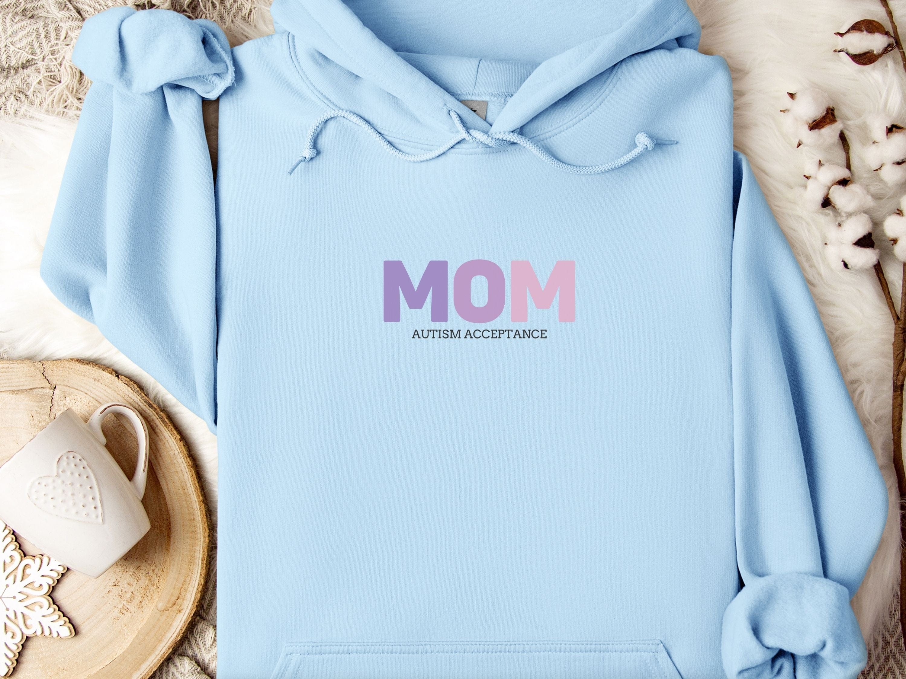 Autism Acceptance Mom Gradient Hoodie-Light Blue-Neurodiversity, ADHD & Autism Awareness & Acceptance Hoodie by Daily Bloom