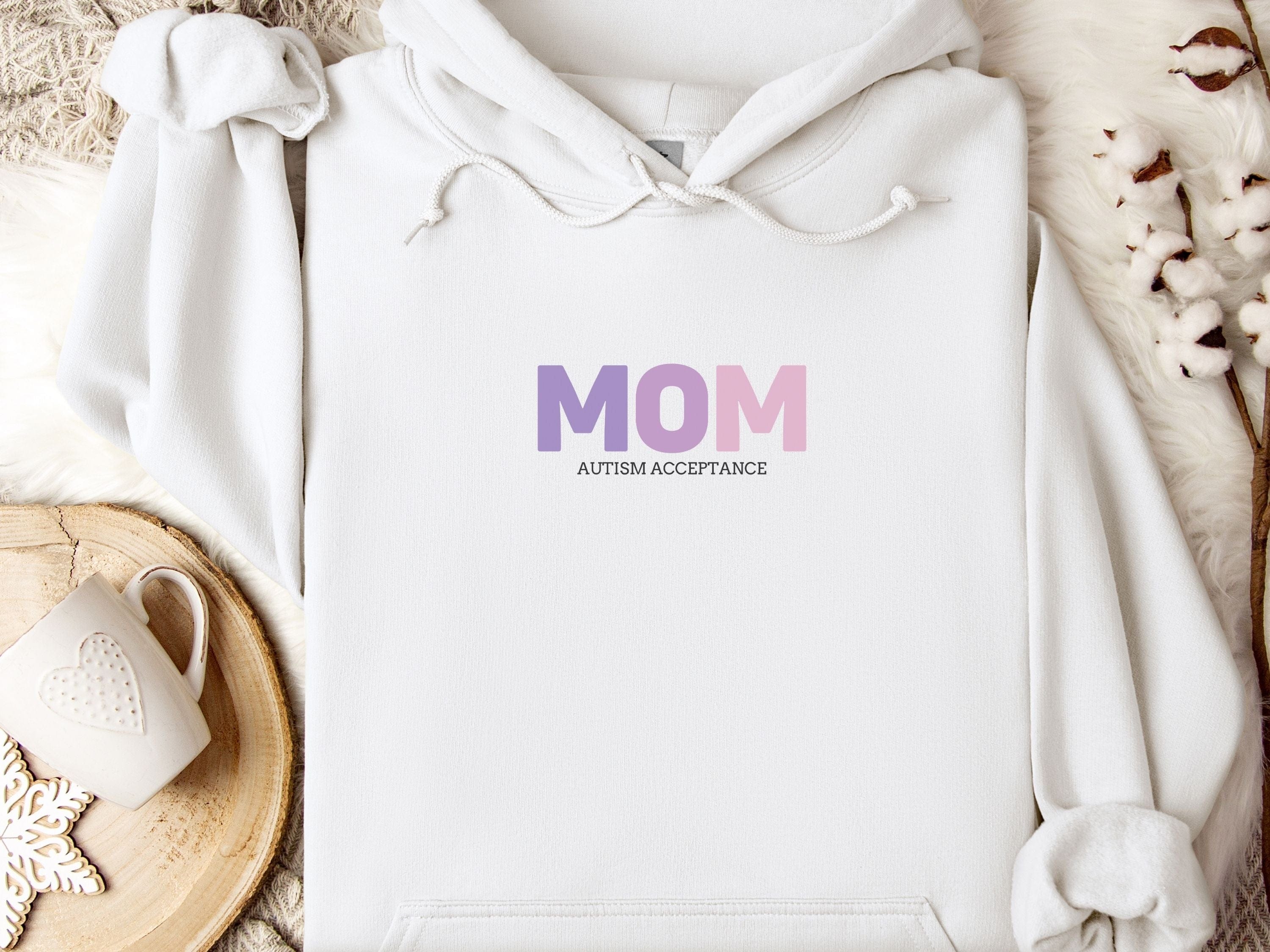 Autism Acceptance Mom Gradient Hoodie-White-Neurodiversity, ADHD & Autism Awareness & Acceptance Hoodie by Daily Bloom