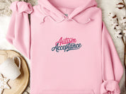 Autism Acceptance Pink & Blue Script Hoodie-Light Pink-Neurodiversity, ADHD & Autism Awareness & Acceptance Hoodie by Daily Bloom