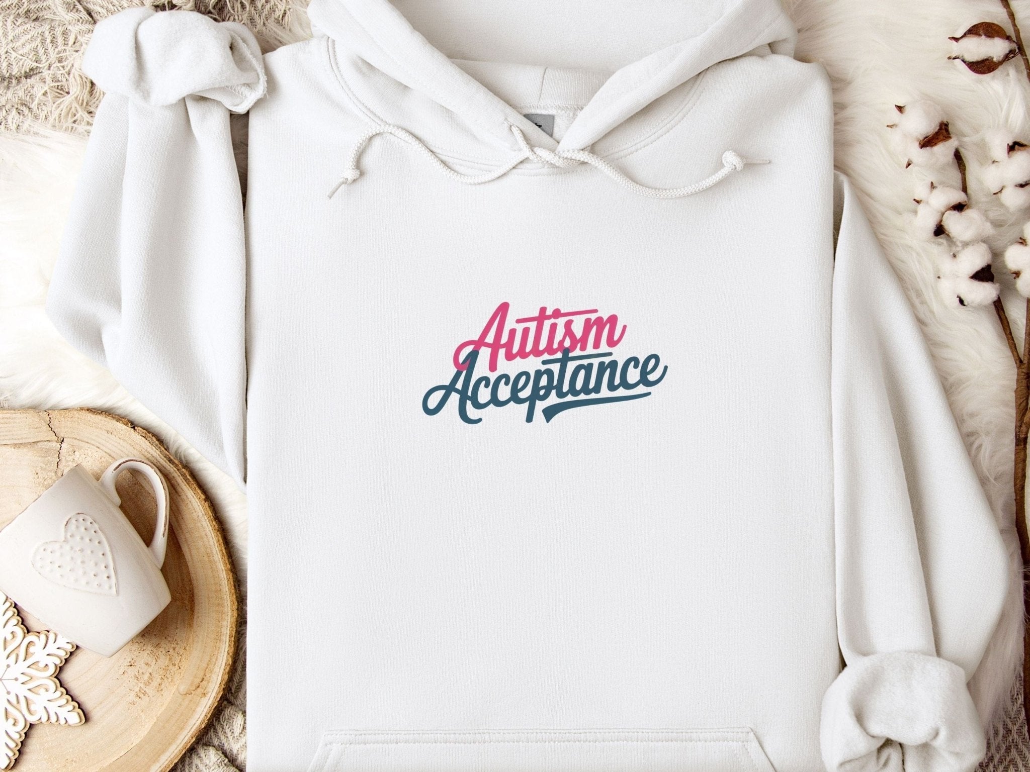 Autism Hoodie - Autism Acceptance Pink & Blue Script Hoodie - Daily Bloom