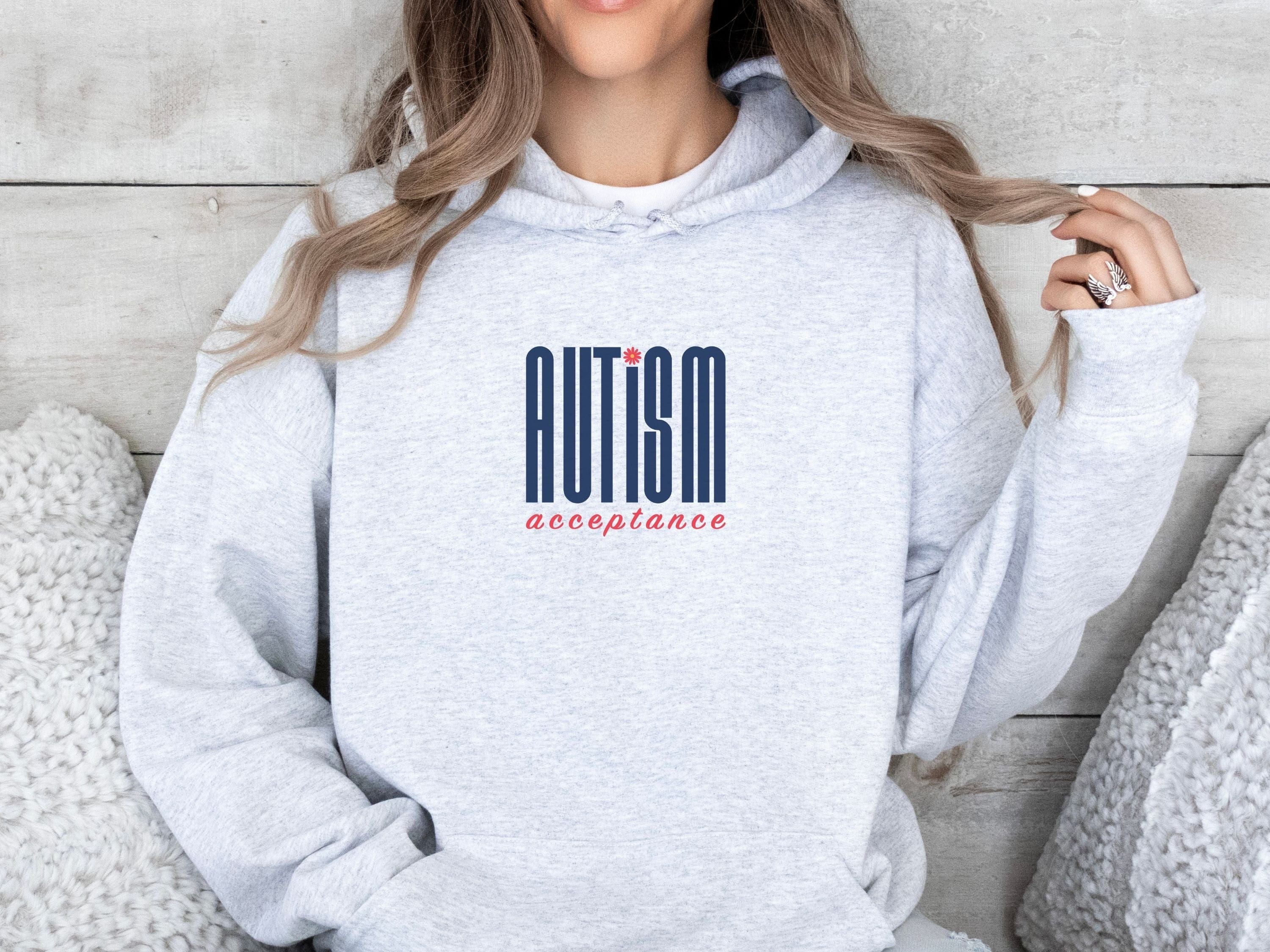 Autism Acceptance Retro Blue Hoodie-Neurodiversity, ADHD & Autism Awareness & Acceptance Hoodie by Daily Bloom