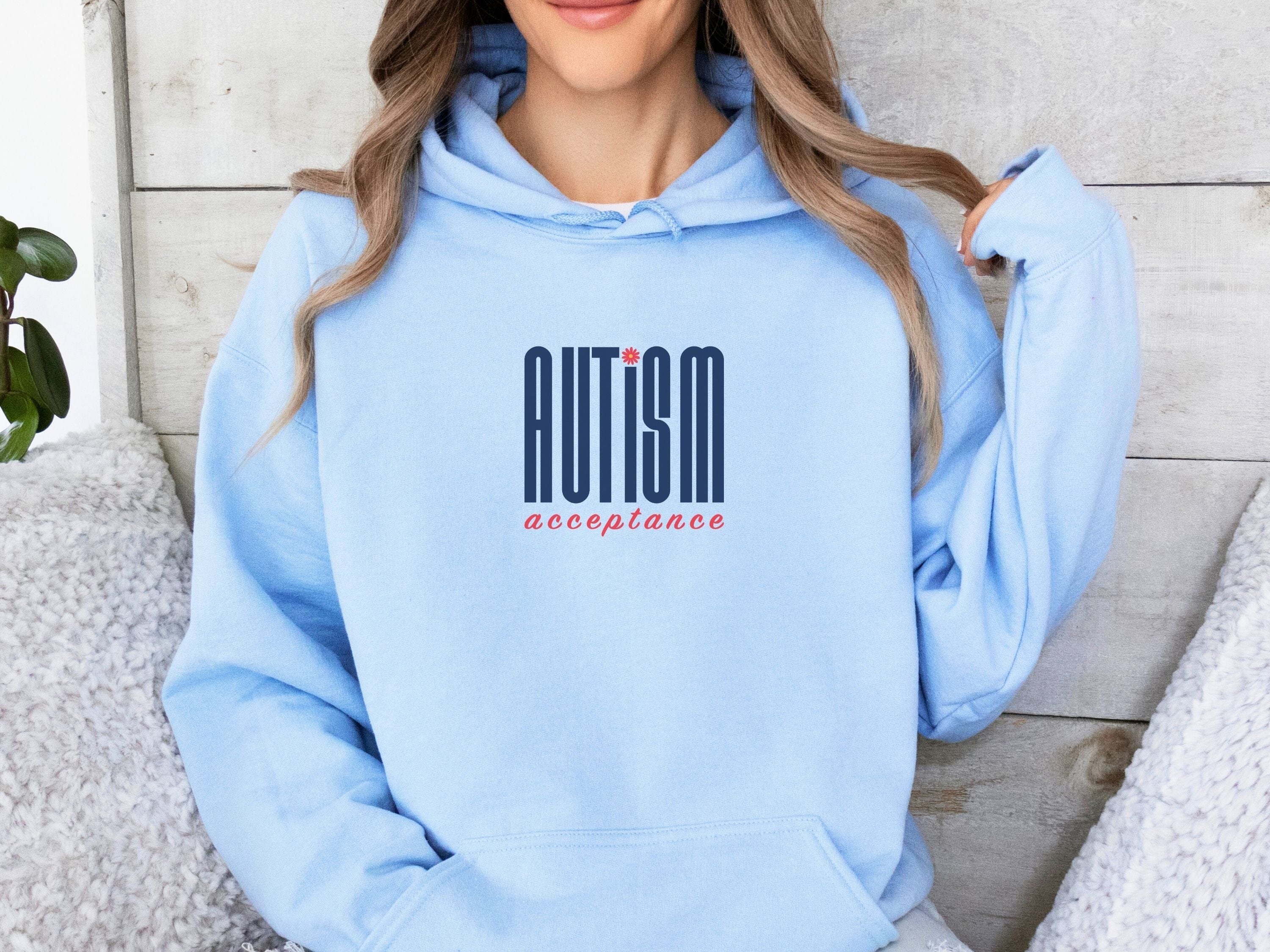 Autism Acceptance Retro Blue Hoodie-Neurodiversity, ADHD & Autism Awareness & Acceptance Hoodie by Daily Bloom