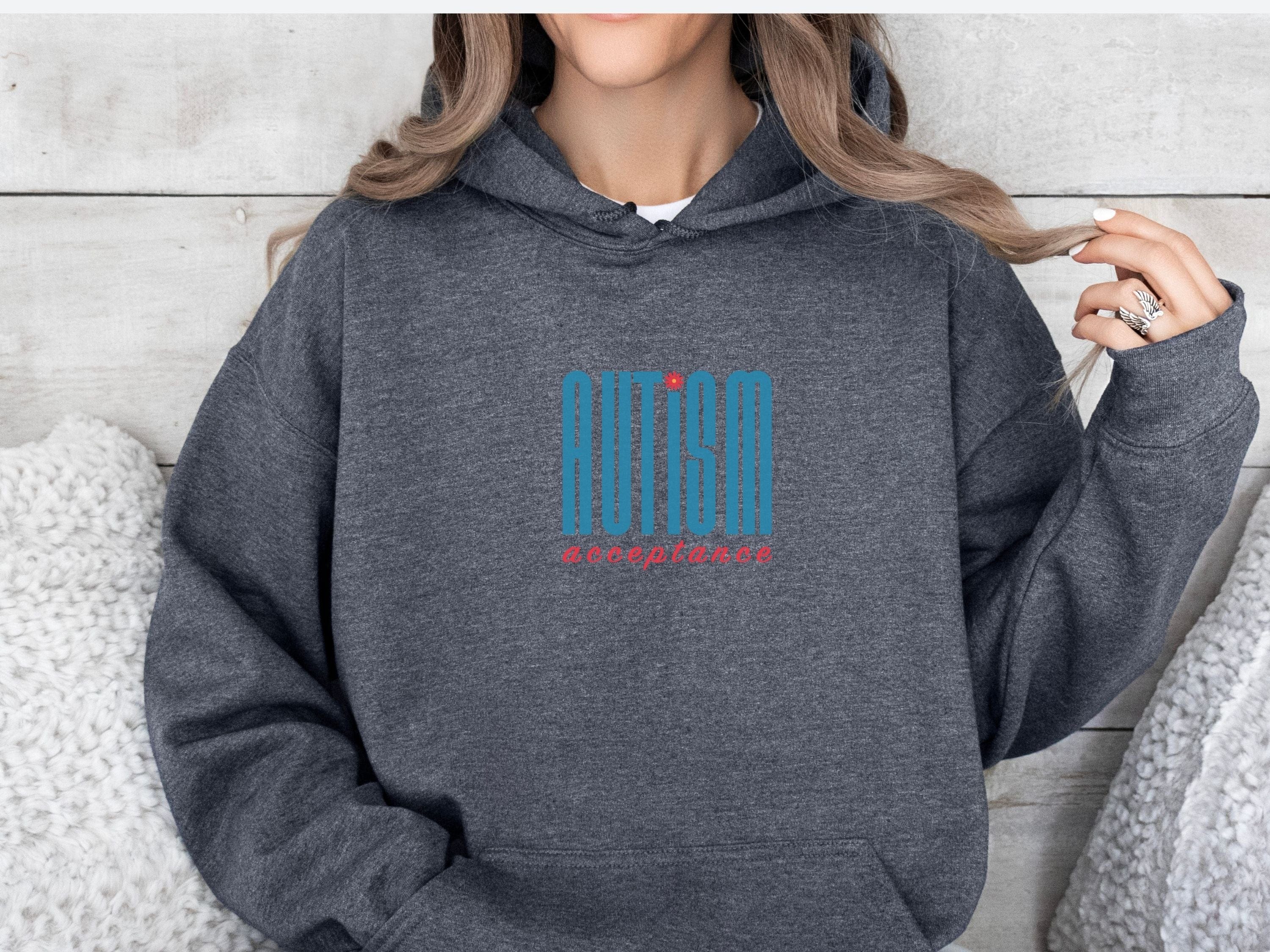 Autism Acceptance Retro Blue Hoodie-Neurodiversity, ADHD & Autism Awareness & Acceptance Hoodie by Daily Bloom