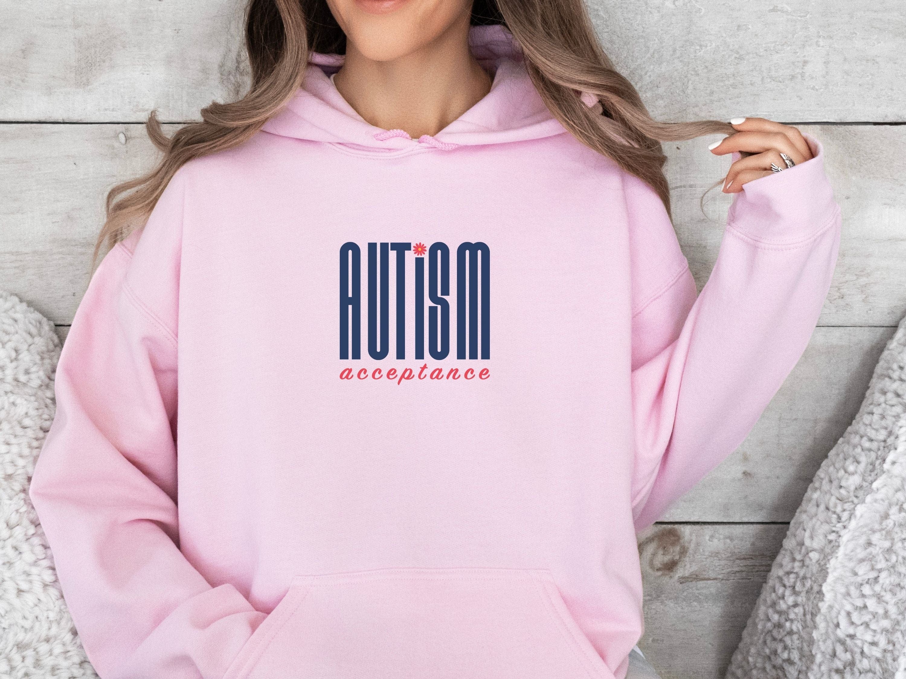 Autism Acceptance Retro Blue Hoodie-Neurodiversity, ADHD & Autism Awareness & Acceptance Hoodie by Daily Bloom