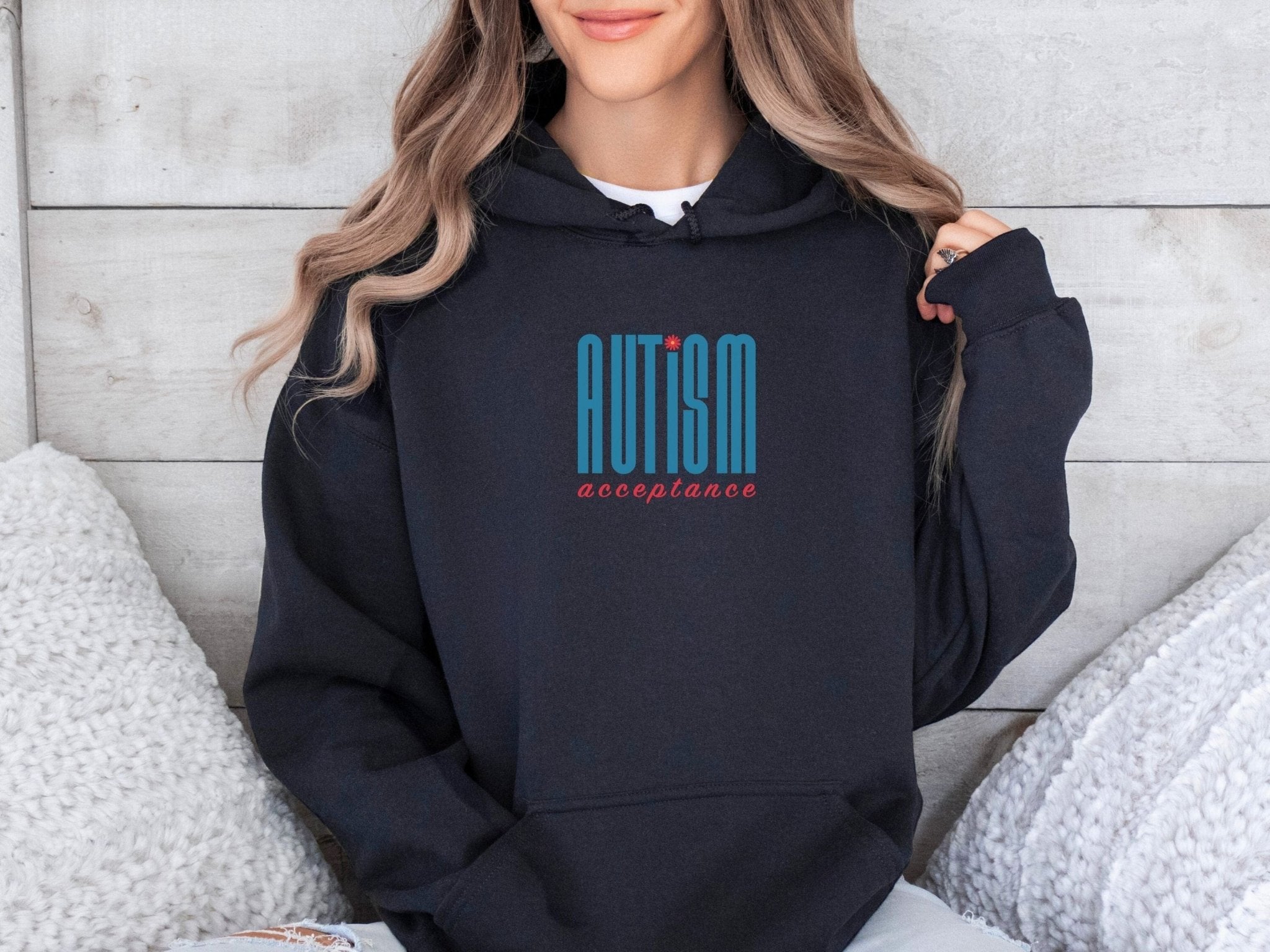 Autism Hoodie - Autism Acceptance Retro Blue Hoodie - Daily Bloom