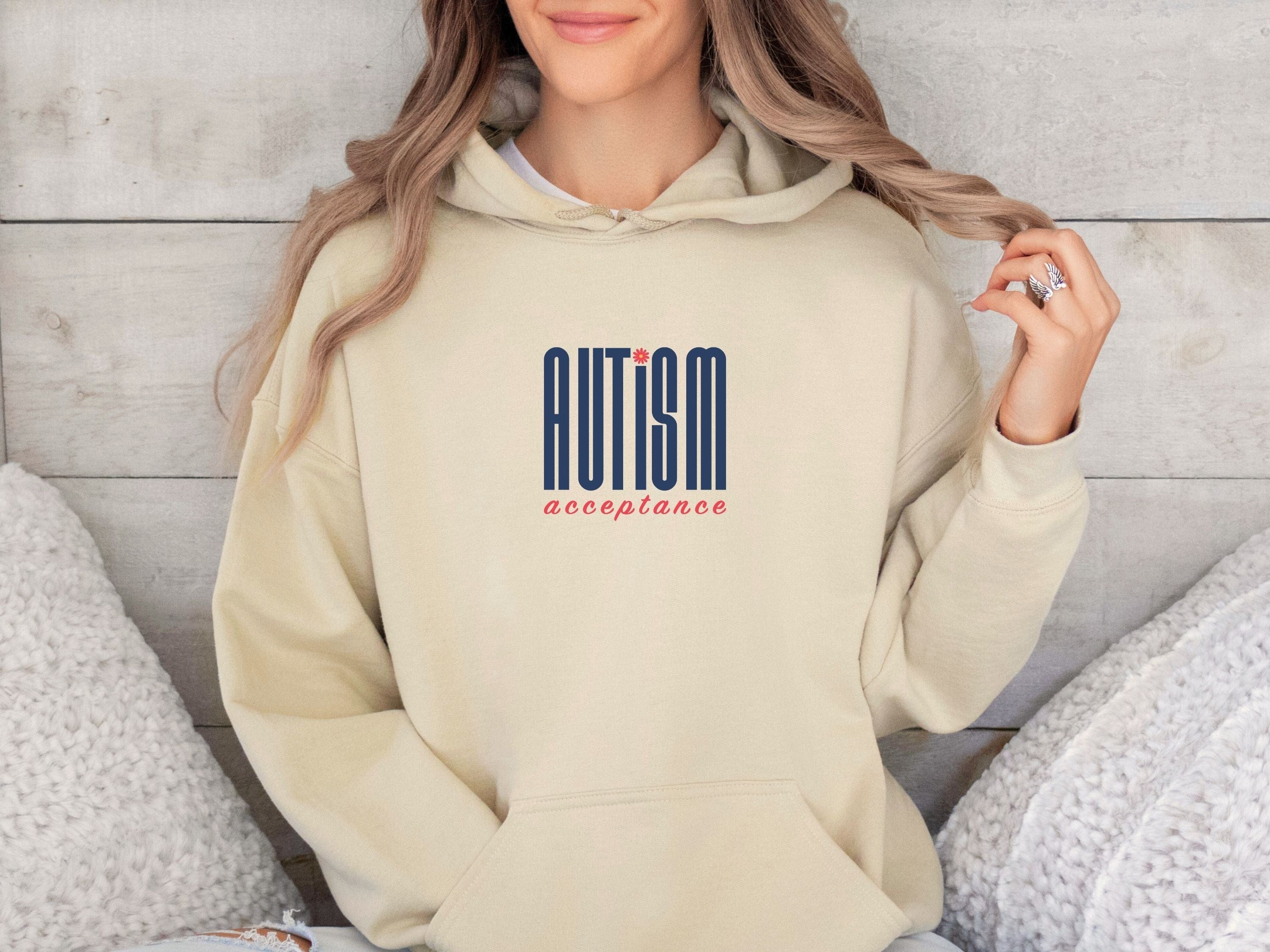 Autism Acceptance Retro Blue Hoodie-Neurodiversity, ADHD & Autism Awareness & Acceptance Hoodie by Daily Bloom