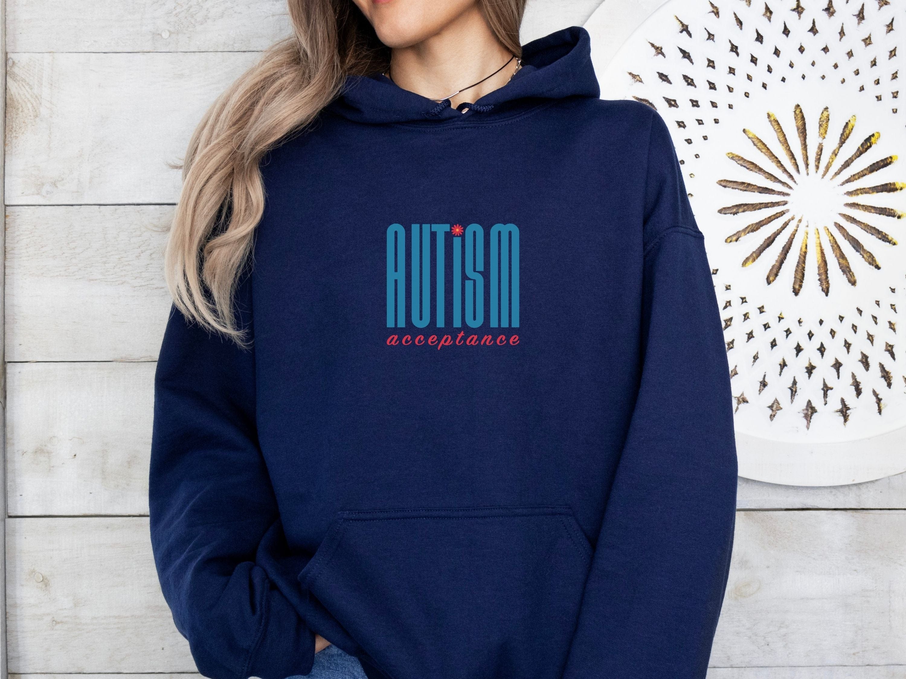 Autism Acceptance Retro Blue Hoodie-Neurodiversity, ADHD & Autism Awareness & Acceptance Hoodie by Daily Bloom