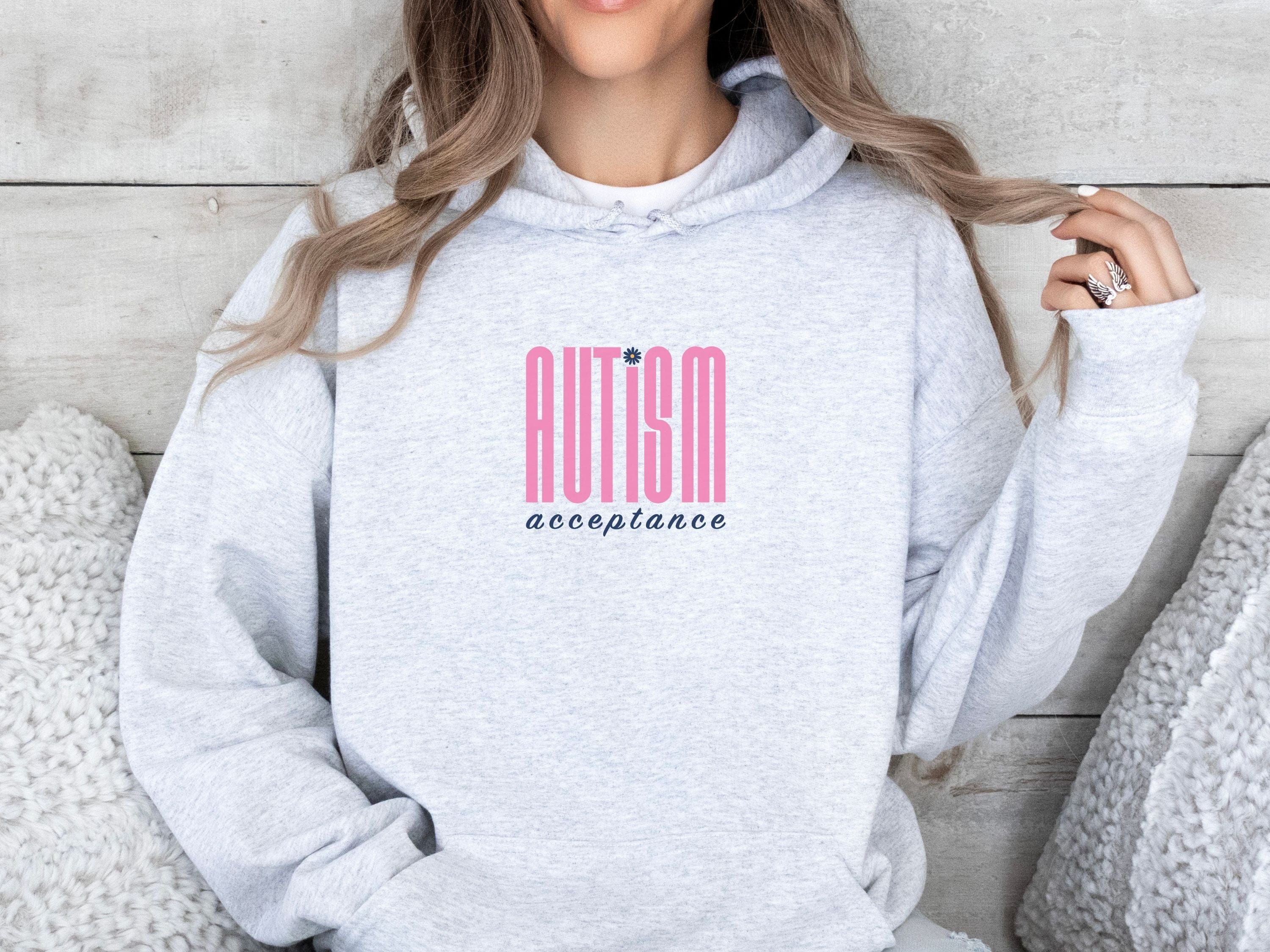 Autism Acceptance Retro Pink Hoodie-Neurodiversity, ADHD & Autism Awareness & Acceptance Hoodie by Daily Bloom