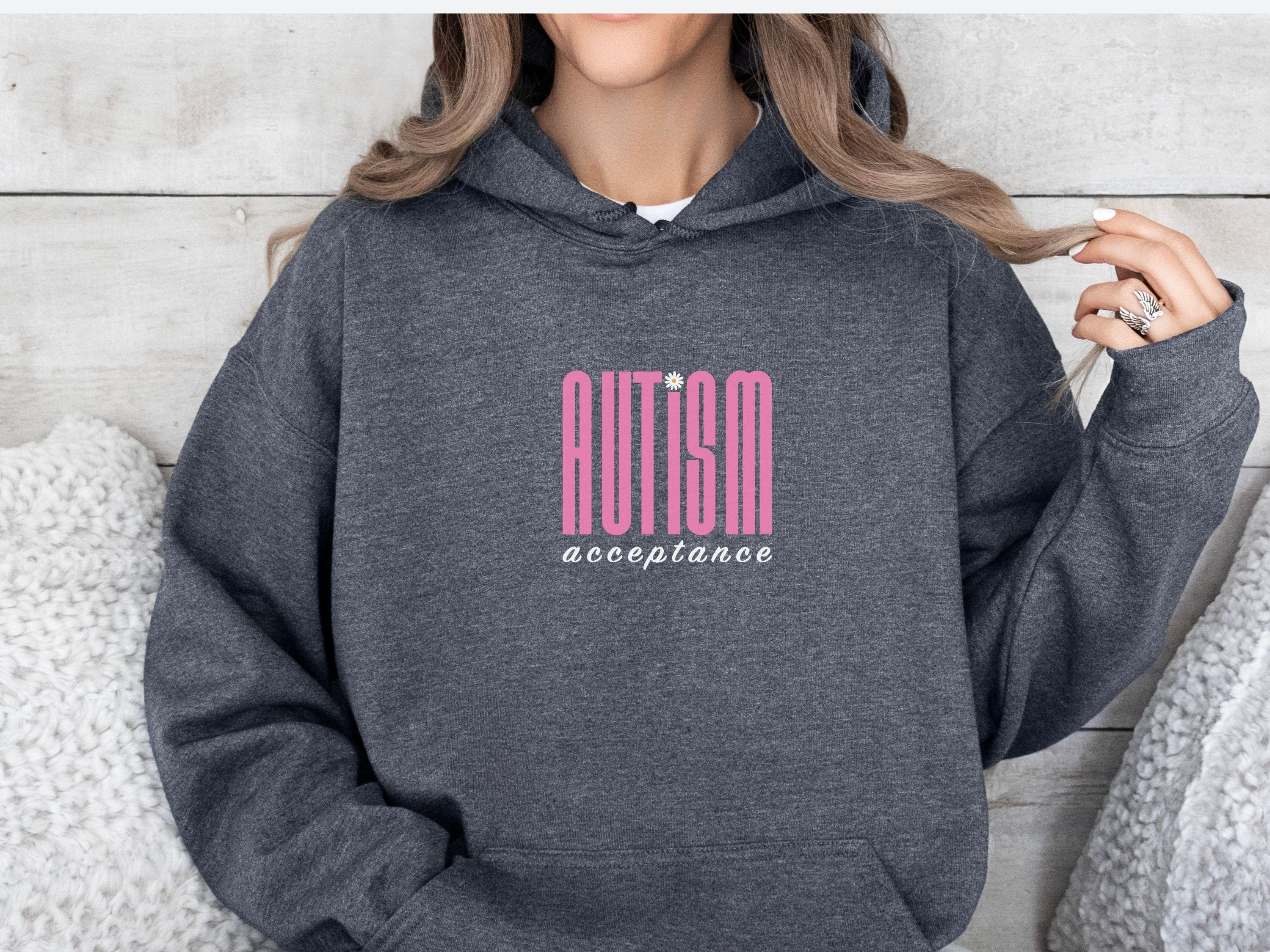 Autism Acceptance Retro Pink Hoodie-Neurodiversity, ADHD & Autism Awareness & Acceptance Hoodie by Daily Bloom