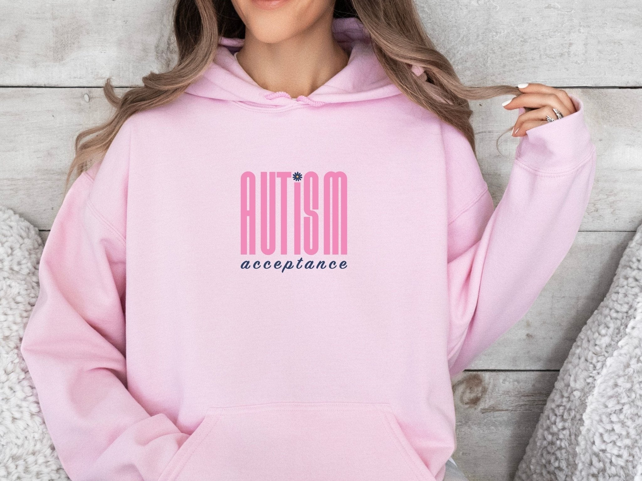 Autism Hoodie - Autism Acceptance Retro Pink Hoodie - Daily Bloom
