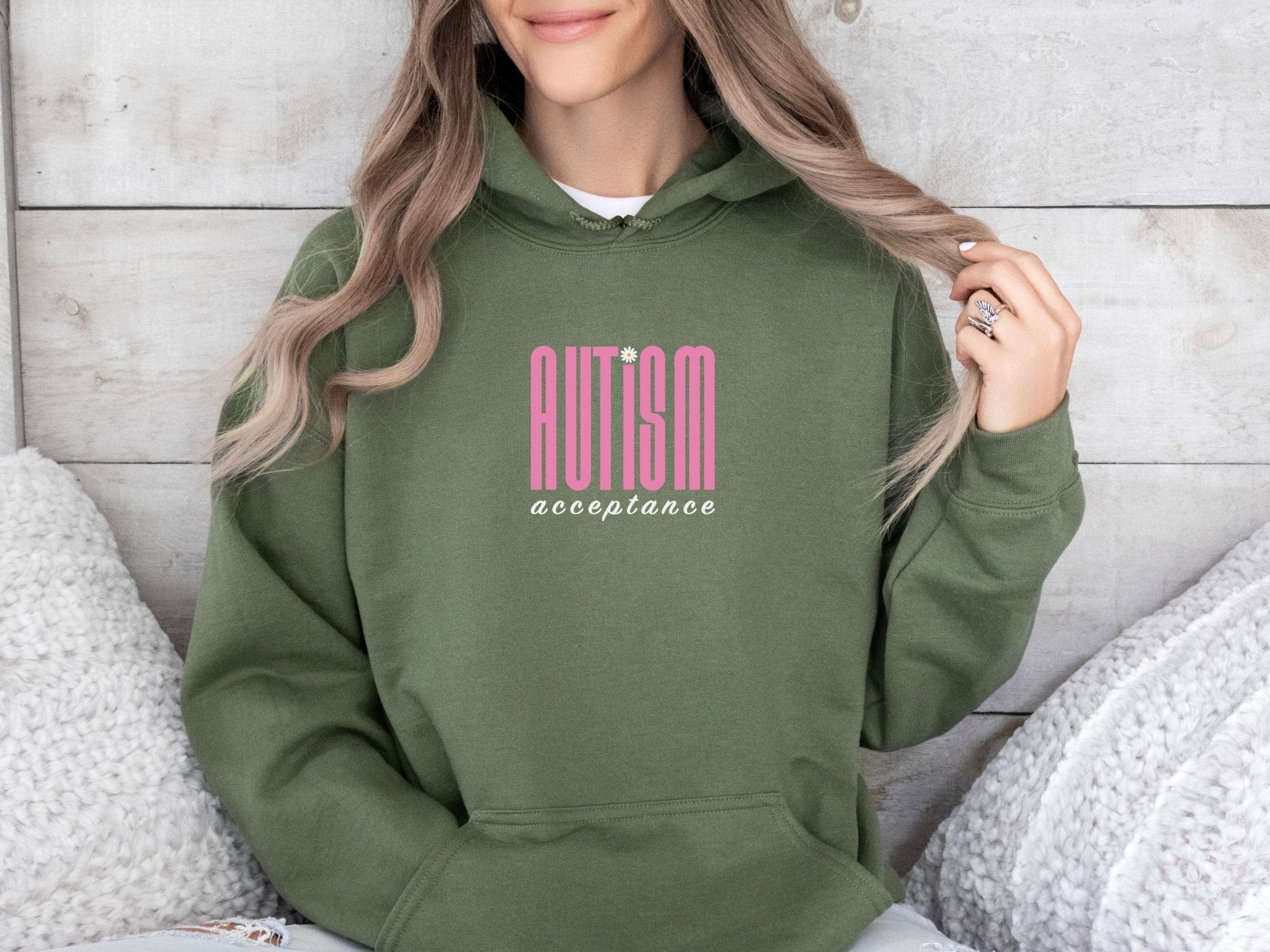 Autism Hoodie - Autism Acceptance Retro Pink Hoodie - Daily Bloom