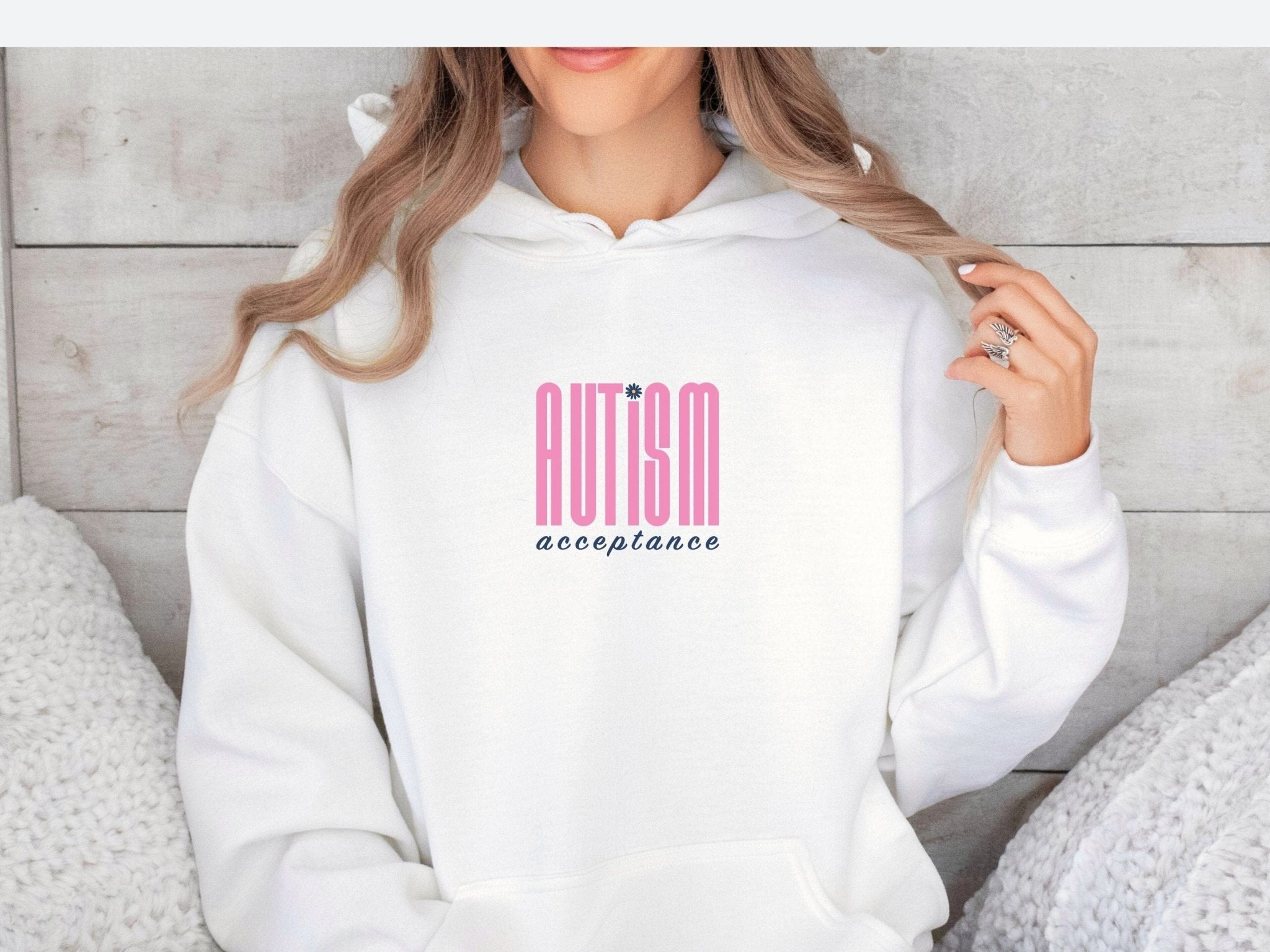 Autism Hoodie - Autism Acceptance Retro Pink Hoodie - Daily Bloom
